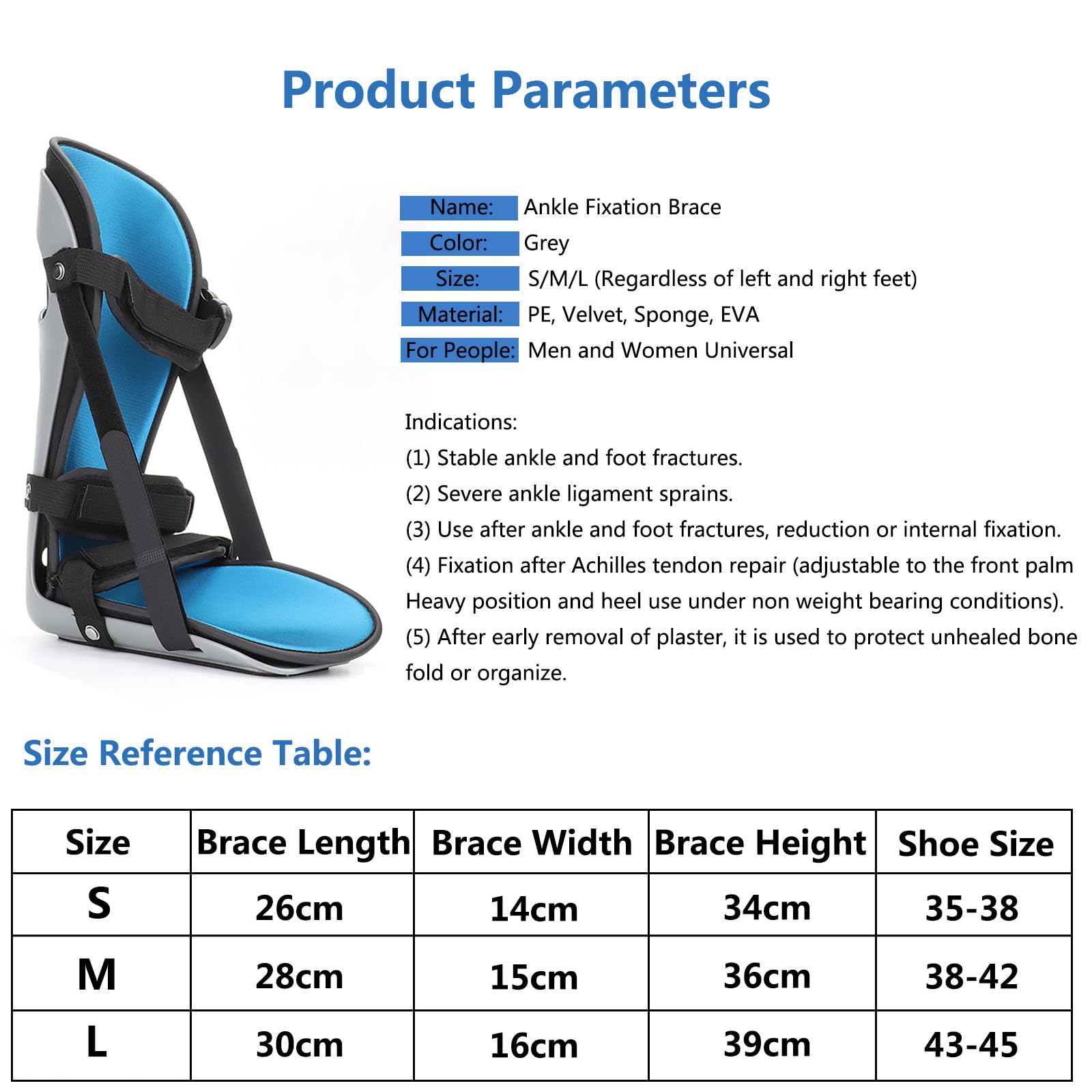 HAILM Soporte Pierna para Fascitis Plantar, Soporte Caída Pie Ajustable, Adapta Pie Derecho o Izquierdo, Férula Nocturna Caída Pie Ajustable para Aliviar Dolor, Dolor Pie y Estiramiento,L