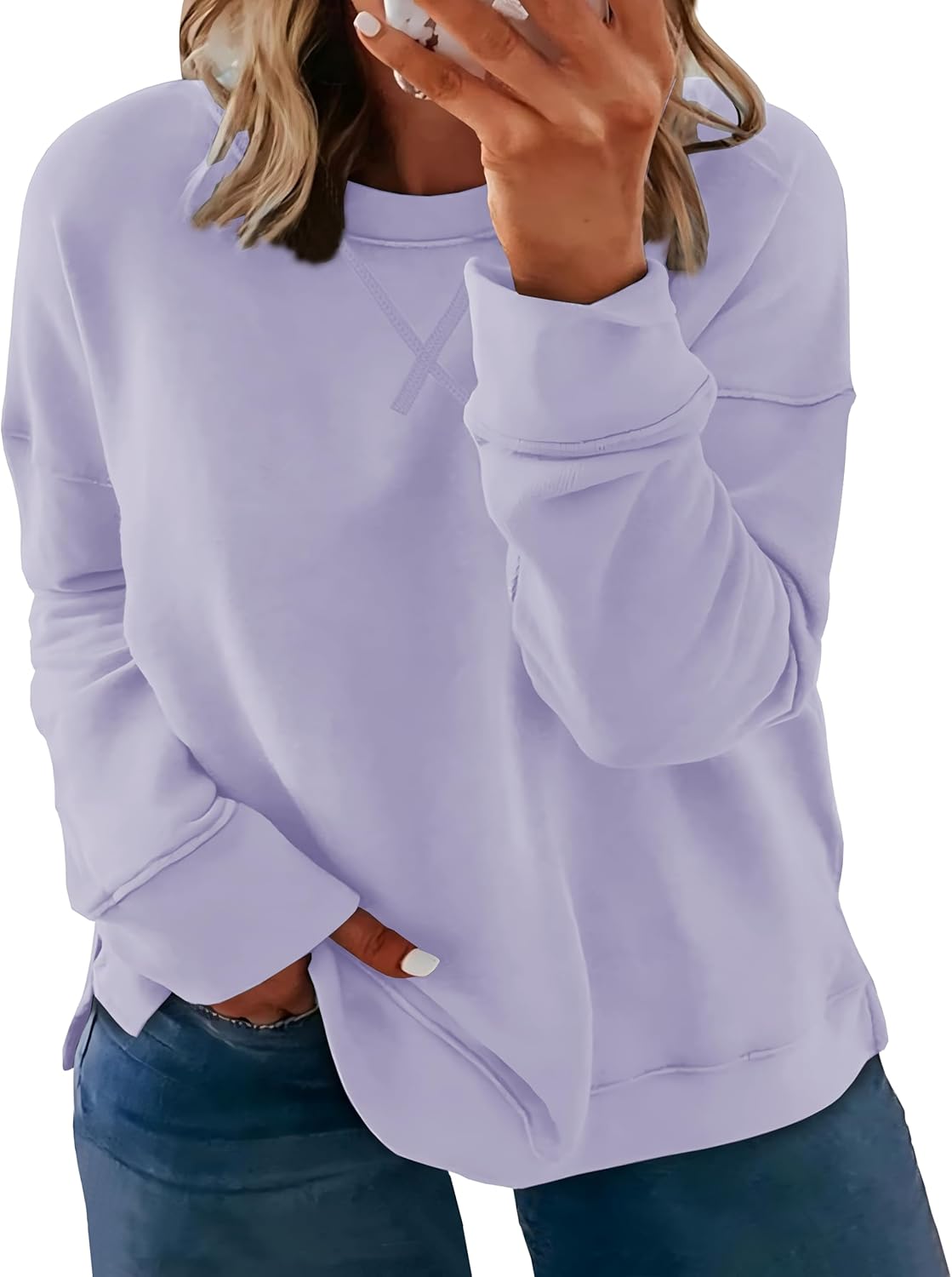 ForHailey Women's Plus Size Casual Crew Neck Sweatshirt Loose Soft Long Sleeve Pullover Tops XL-6XL