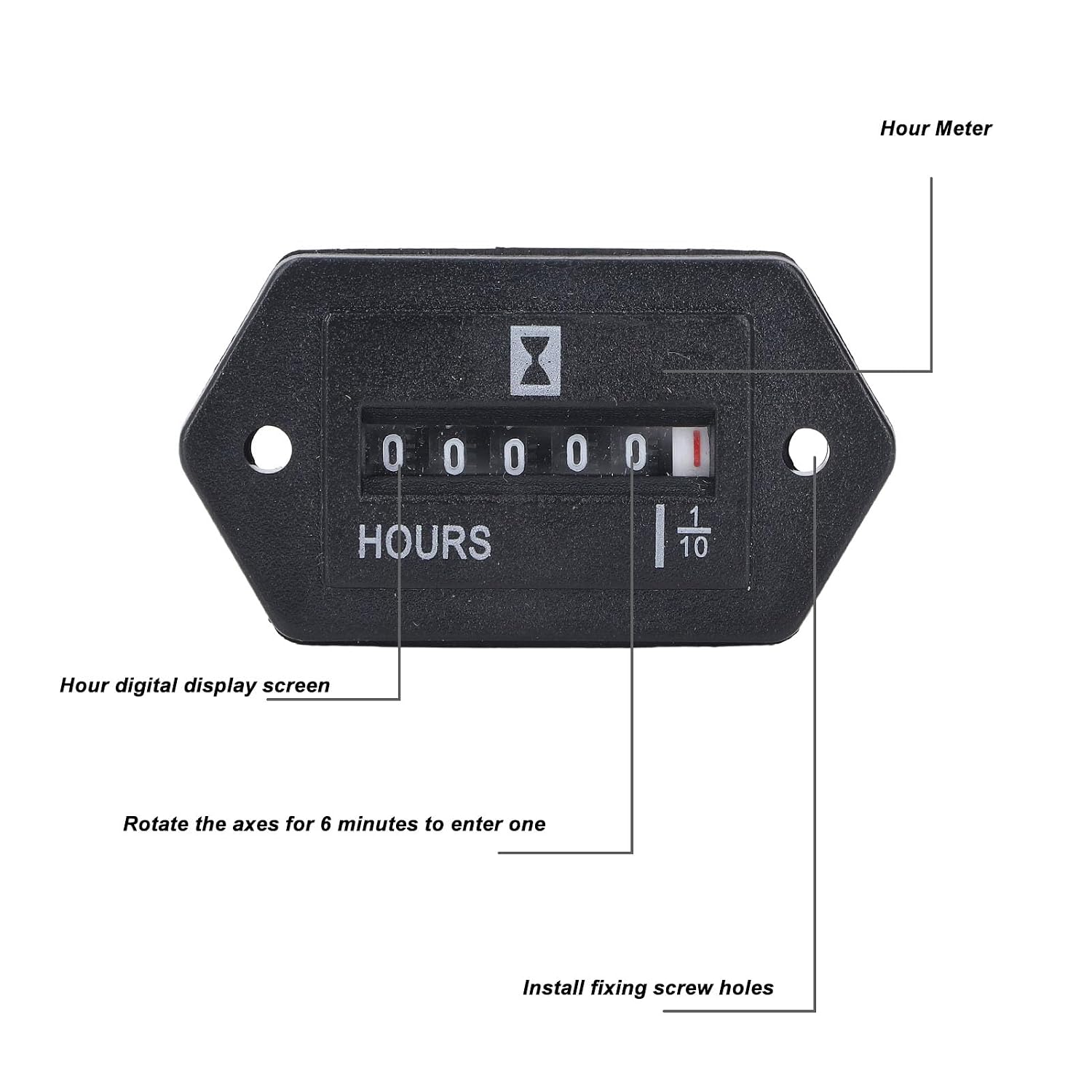 High Accuracy Mechanical Hour Meter Data Storage Hour Counter DC10‑80V for Generators Excavators Loaders Vehicles