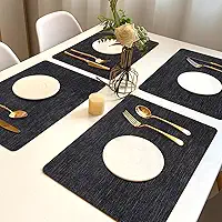 4 Jogo Americano Juta Preto - Impermeável Limpa Facil Pvc