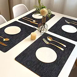 6 Jogo Americano Juta Preto - Impermeável Limpa Facil Pvc