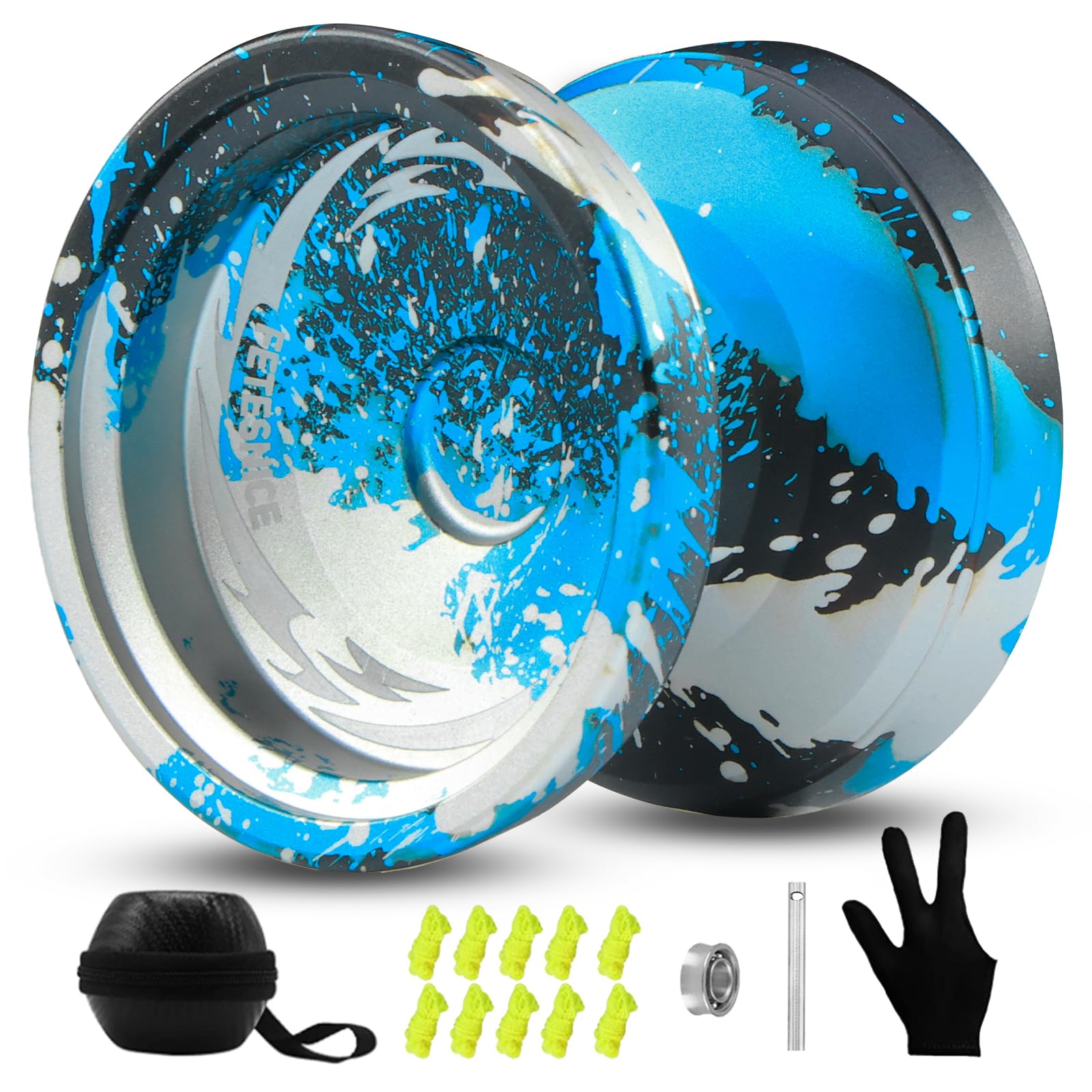 FETESNICE Yoyo Professionelles reaktionsschnelles JoJo für Kinder 8-12 oder mehr,JoJo Profi,Metall-Yoyos,Unresponsive Yo-yo für Profis，Inklusive 10 Saiten und komplettes Zubehör