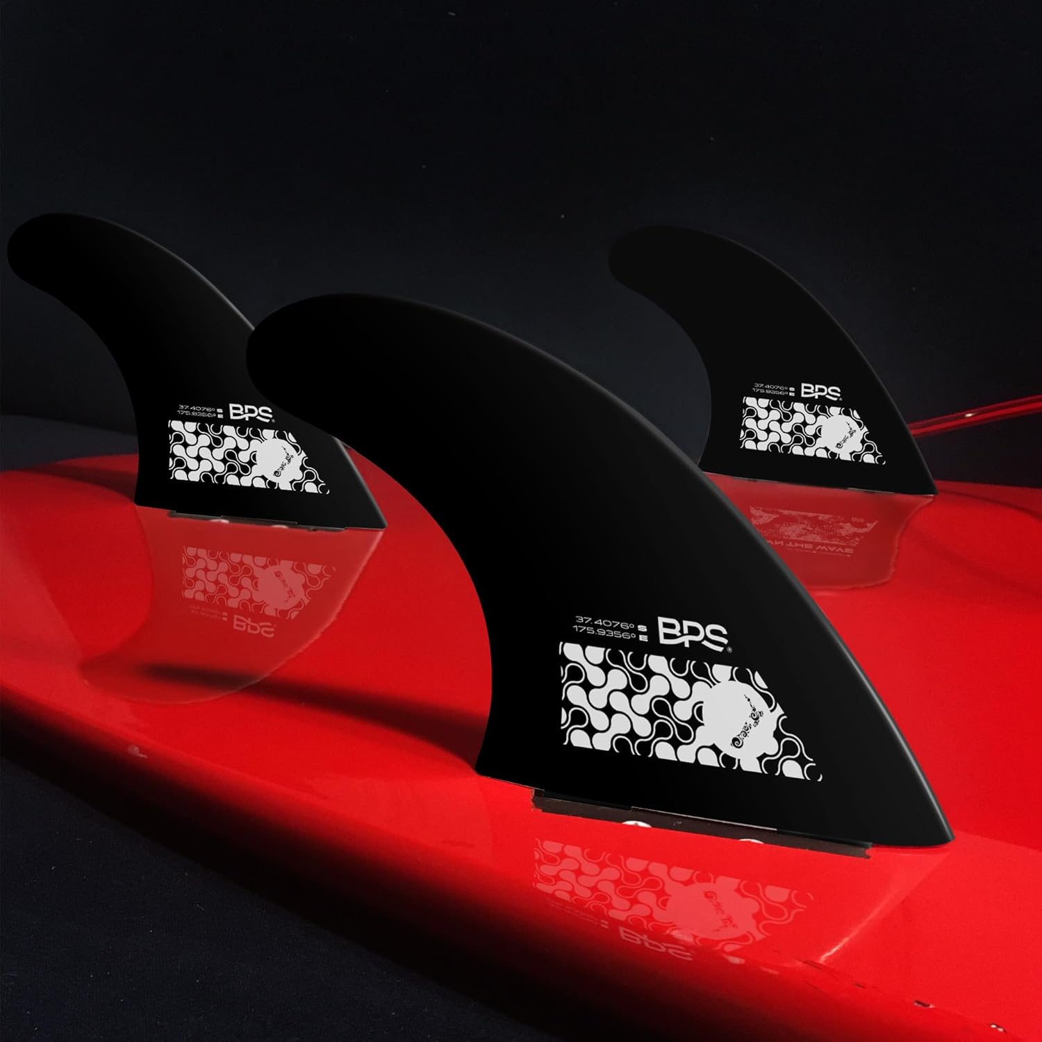BPS New Zealand Fiberglass Reinforced Eco Surfboard Fins with 60% Recycled Nylon Plastic Thruster 3 Fins Set (FCS G5 M5 Style), with FCS Screws and Hex Key
