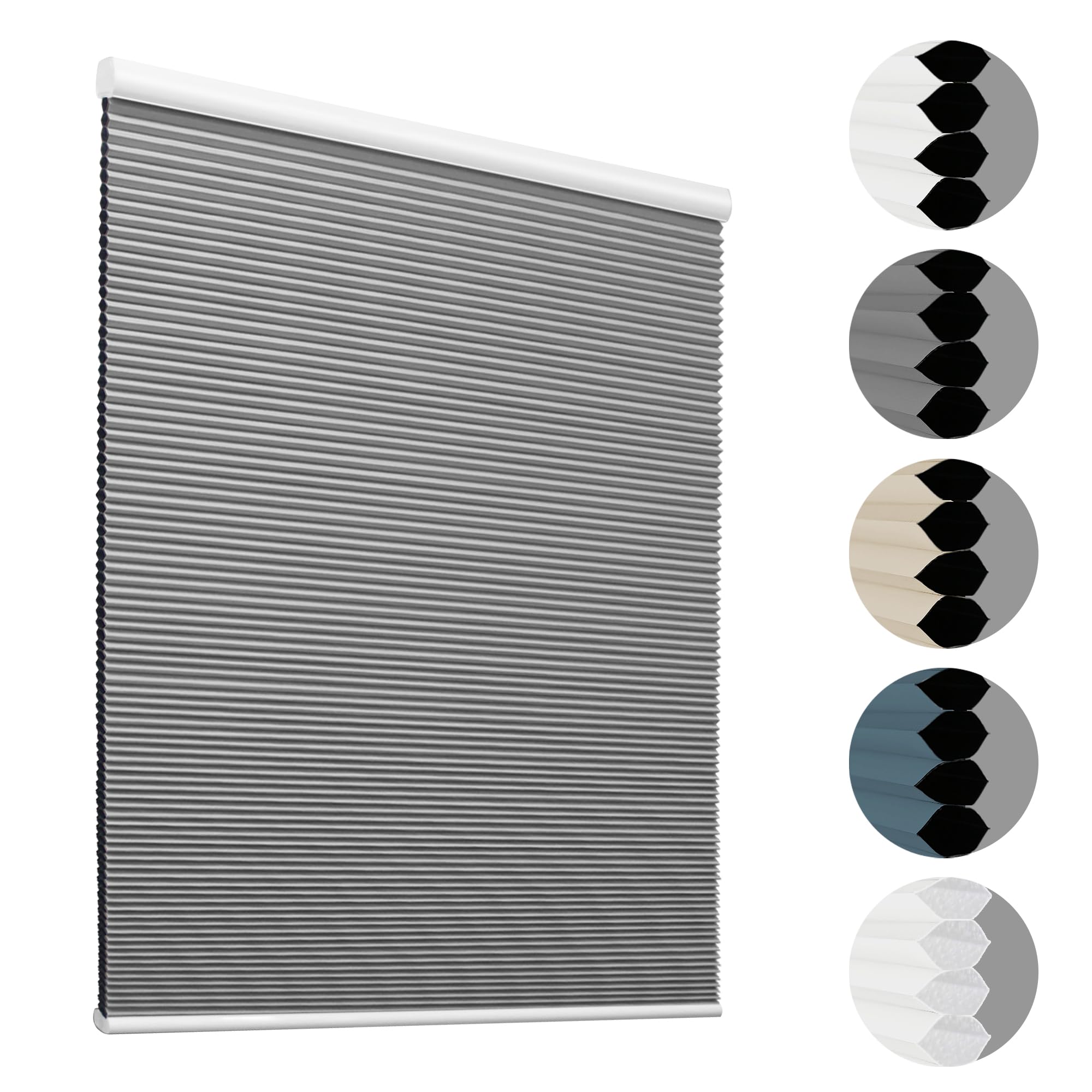 HOMEDEMO Blackout Cellular Shades Cordless, Honeycomb Shade Blinds, Thermal Insulated Noise Reduction for Windows Inside & Outside Mount Grey-Blackout 30" W x 64" H