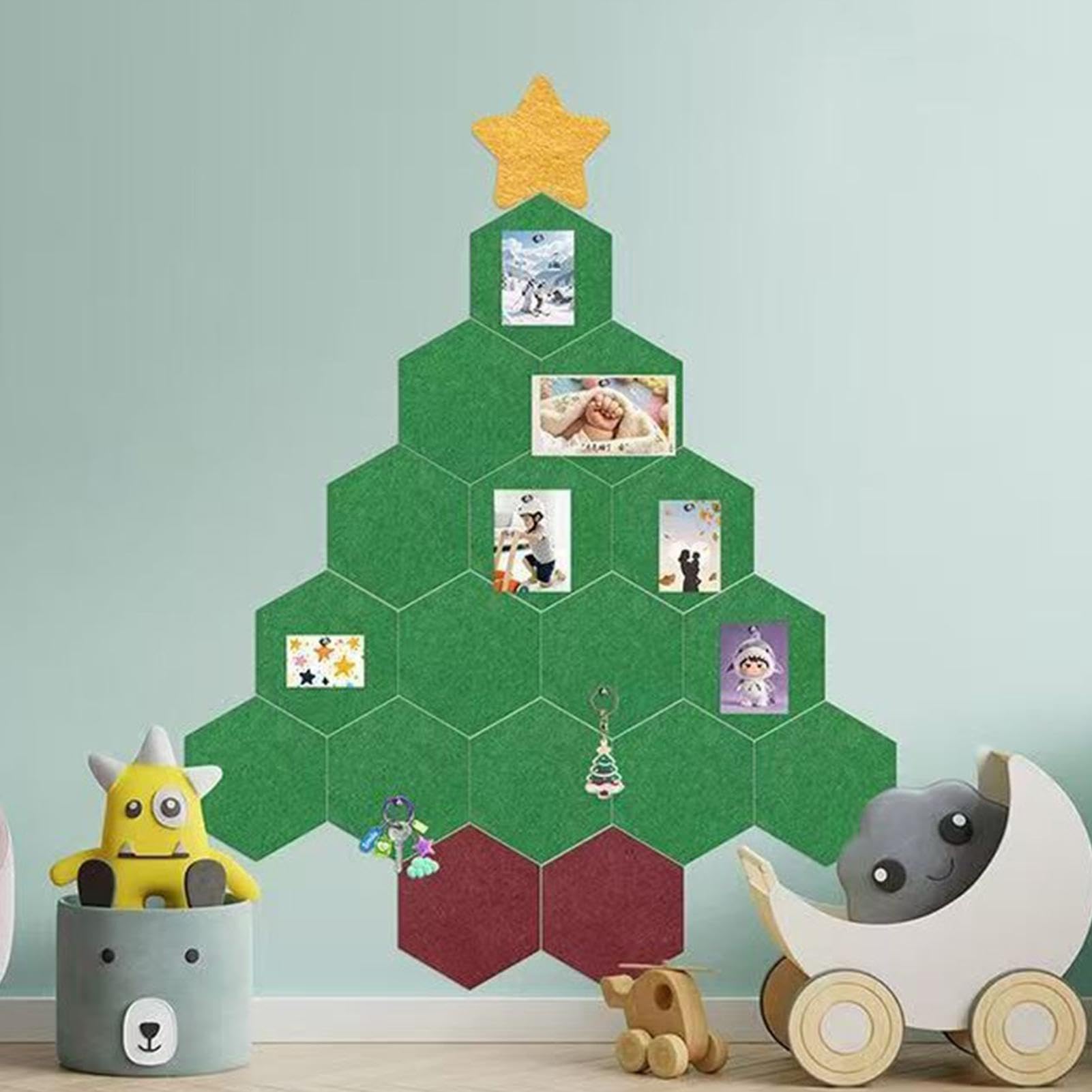 Fravsiu Árbol Navideño de Fieltro para Fotos 130 x 150 cm, Decoración Mural