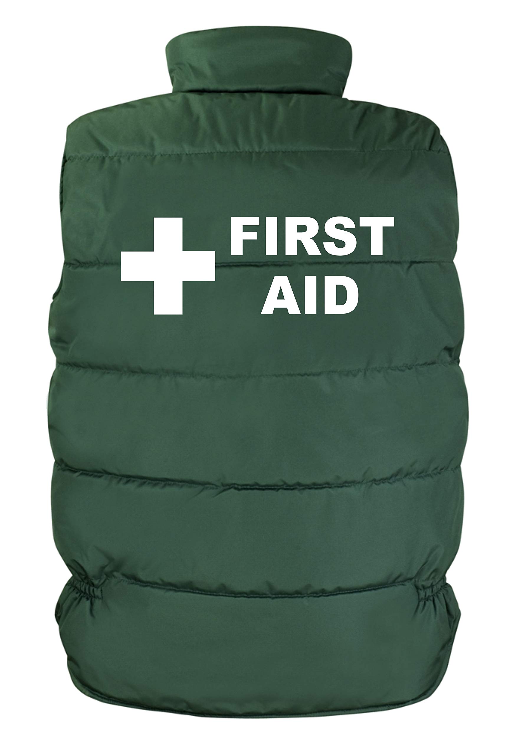 Brook Hi Vis Uk Unisex Green With White Text First Aid Green Premium Result Bodywarmer, Workwear Staff Medic Aider Nurse, White Text, Xxxlarge