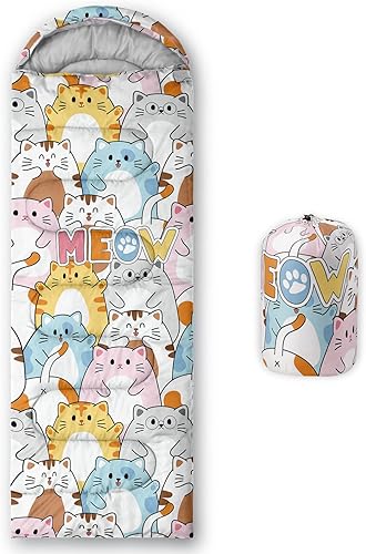 Miniatura 8 de BailiPromise Sacos de dormir para campamento, 3 estaciones, clima cálido y fresco, ligero, impermeable, para adultos y niños, viajes y exteriores,