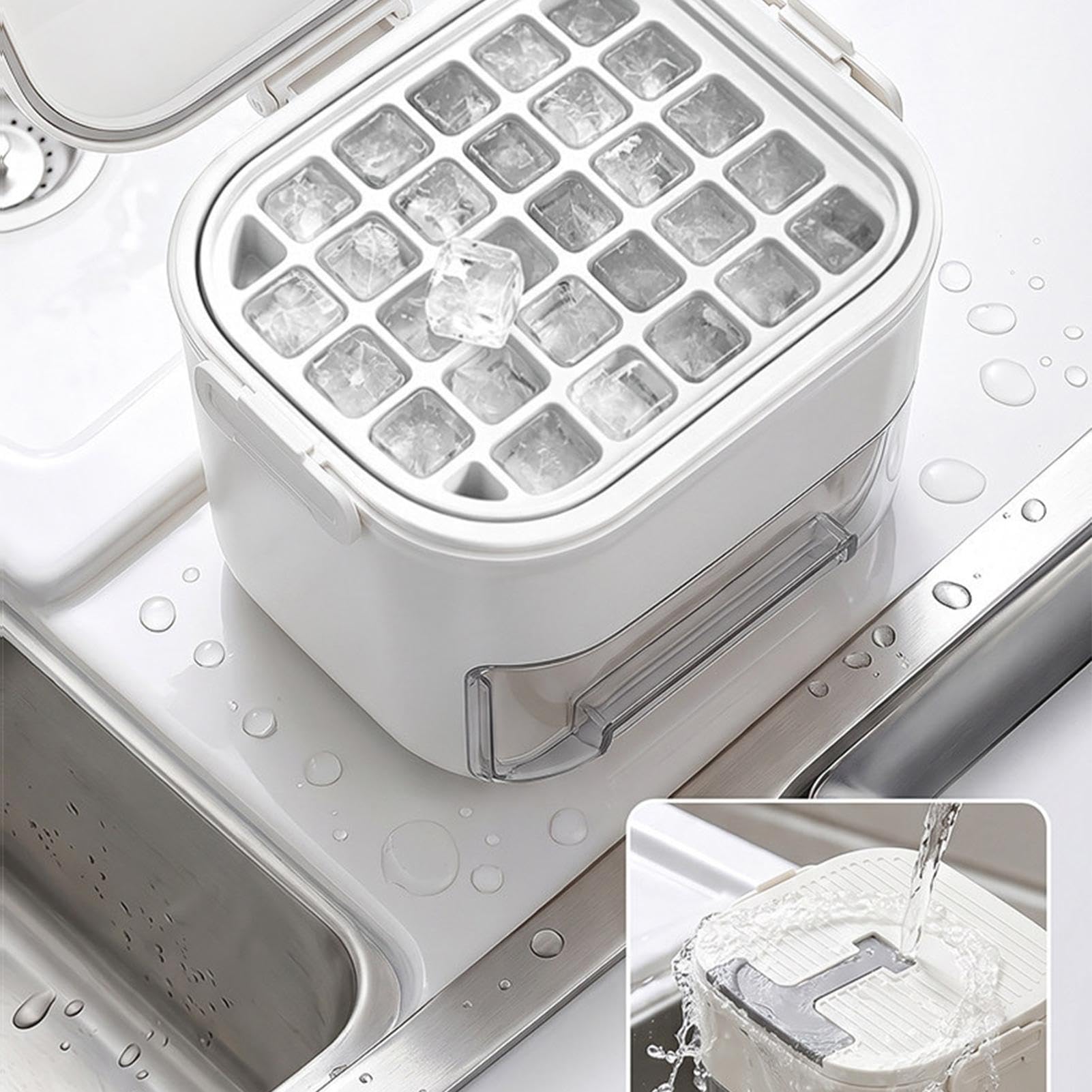 Stampo per cubetti di ghiaccio riutilizzabile con coperchio, in PP + PET