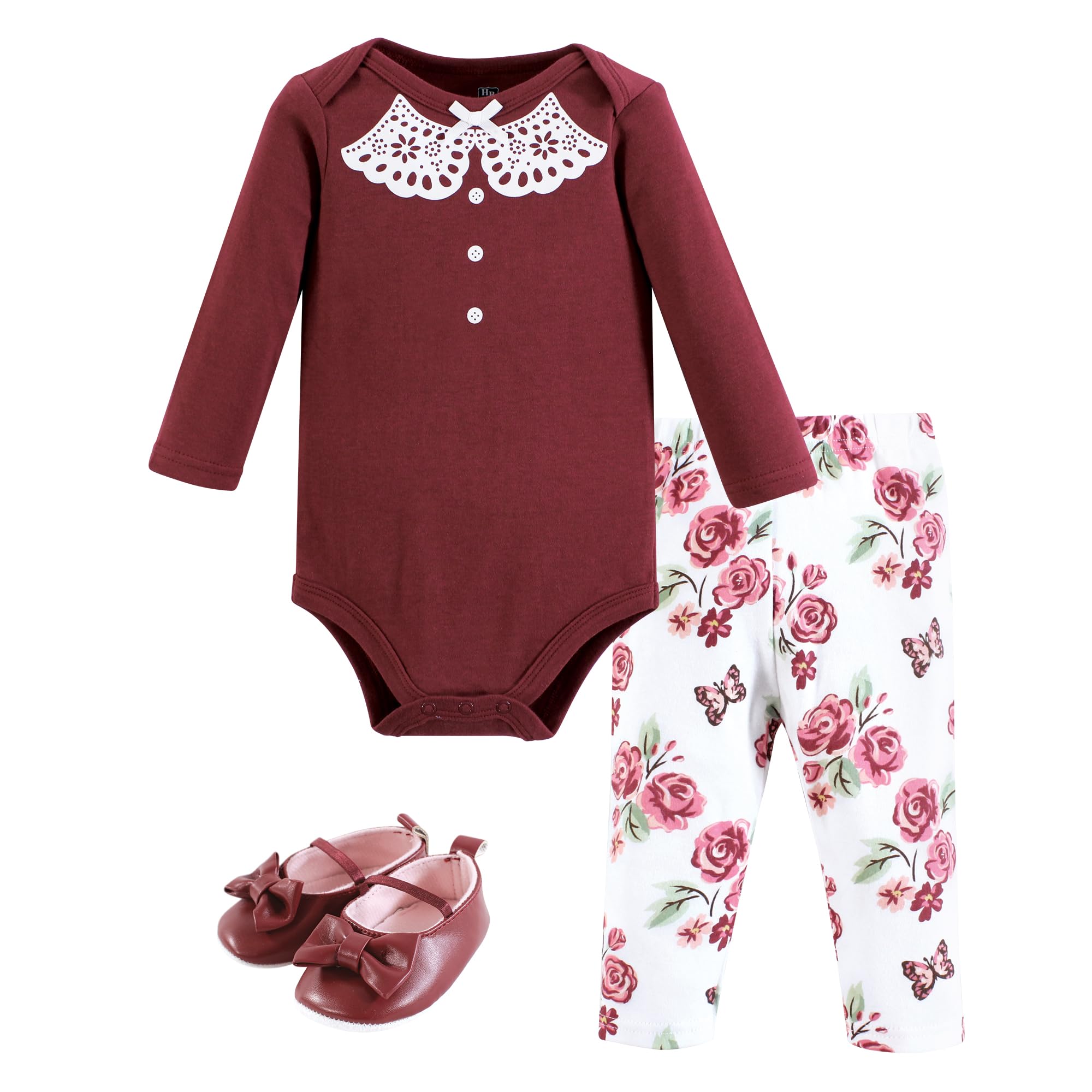 Hudson Baby Unisex Baby Cotton Bodysuit, Pant and Shoe Set