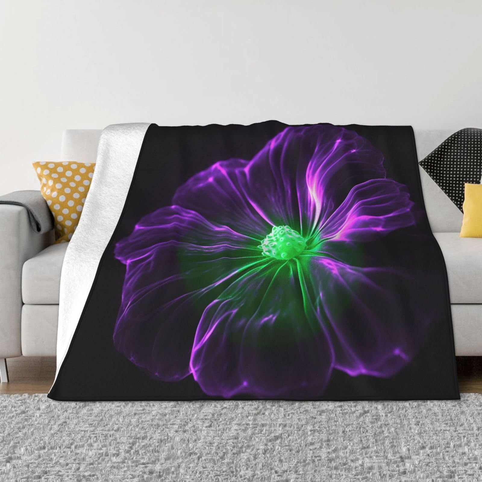 Couverture en peluche douce jeté de lit réversible pour canapé vert 152x127