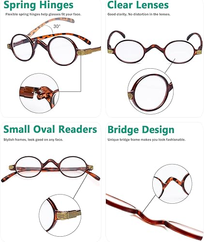 Miniatura 5 de Eyekepper Readers Spring Temple - Lentes de lectura redondos ovalados, tamaño pequeño, 1