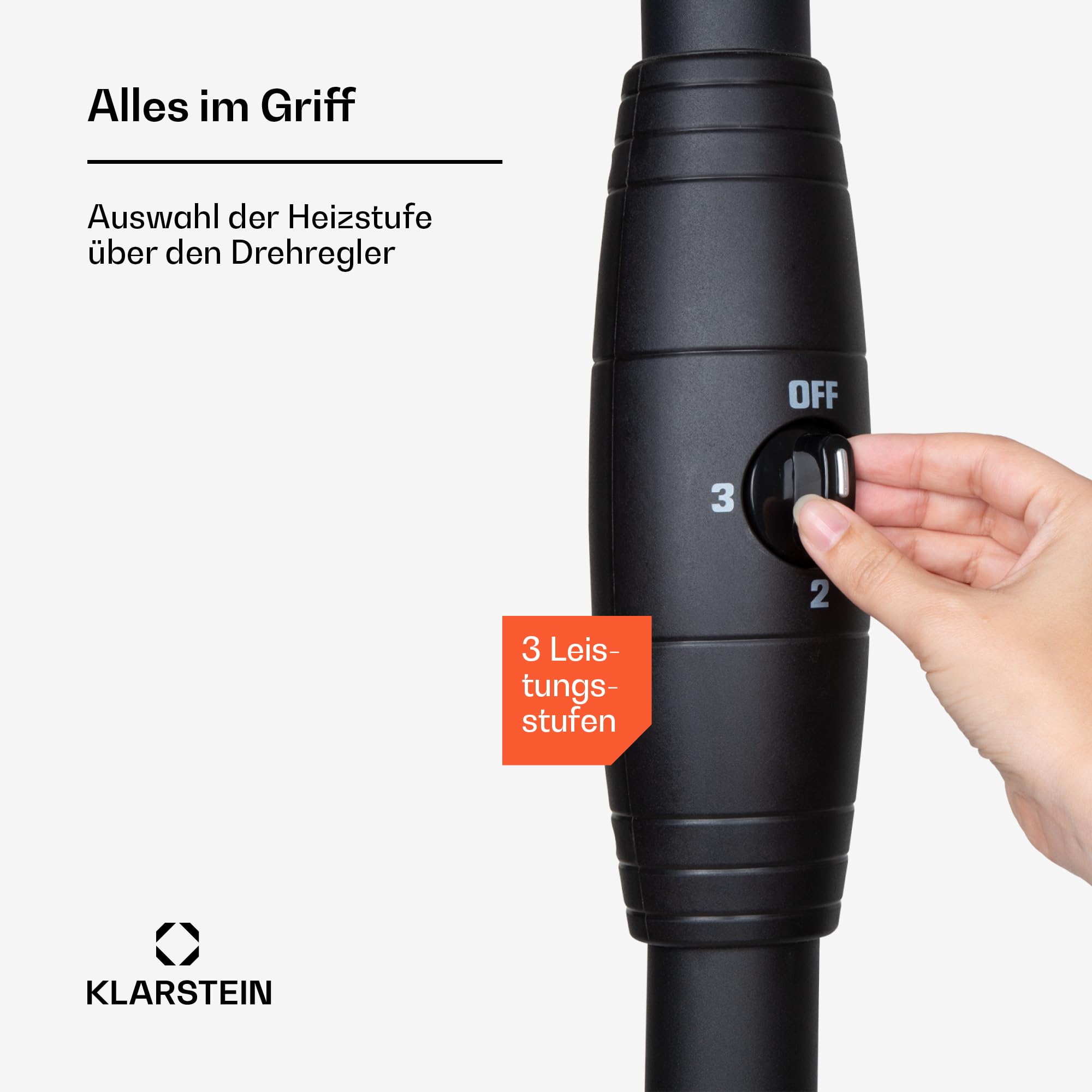 blumfeldt Heatspot Terrassenheizstrahler - Infrarot Heizstrahler, Outdoor-Heizstrahler, Standheizstrahler mit 900, 1500 oder 2000 Watt, IR ComfortHeat, Carbon-Heizelemente, IP54, Außengebrauch,schwarz