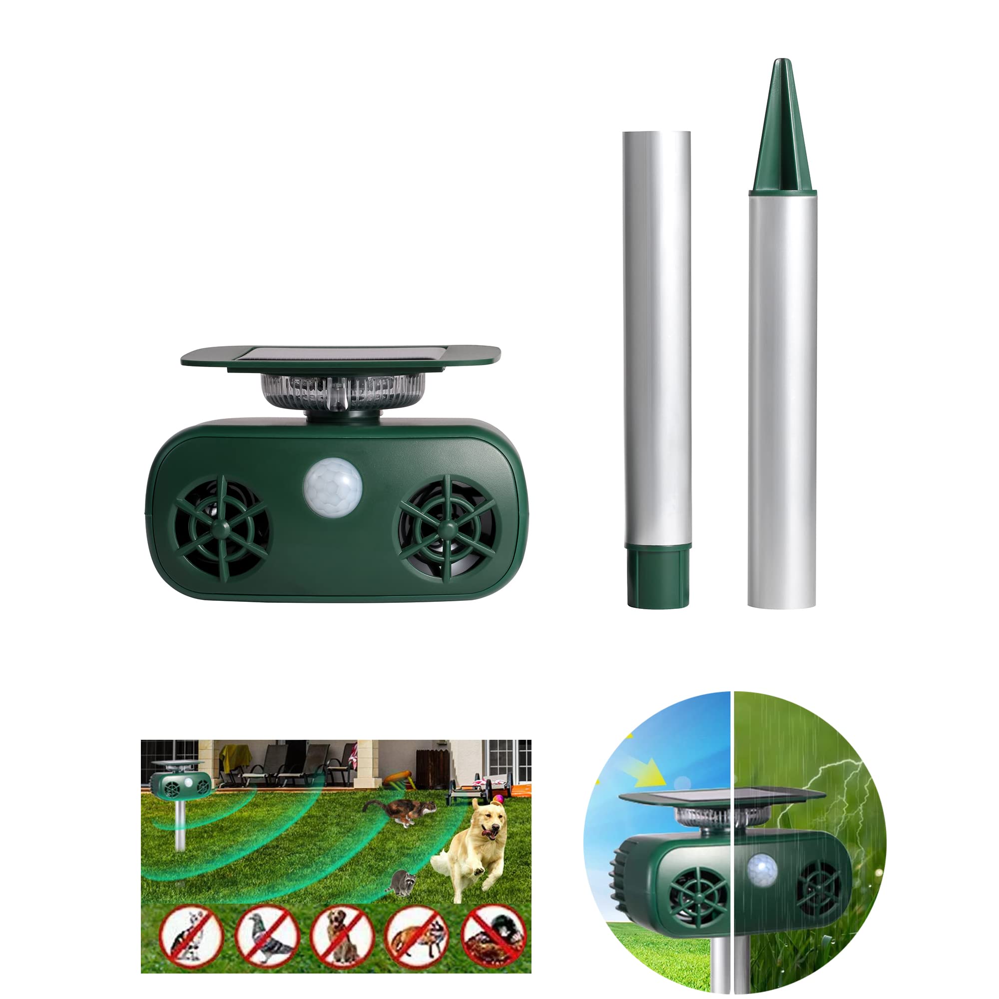 Repellente a ultrasuoni per gatti, uccellini, USB, impermeabile, per animali domestici, con sensore di movimento, flash, repellente per giardino, cortile, cortile