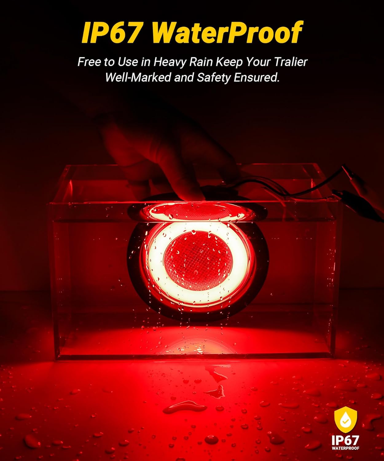 4 inch LED Tail Lights Round Halo LED Stop Turn Tail Lights for Trailer Trucks RV Camper Van with Rubber Grommet and 3 Prong Pigtails 64 LEDs 12V Waterproof IP67, 4Pcs