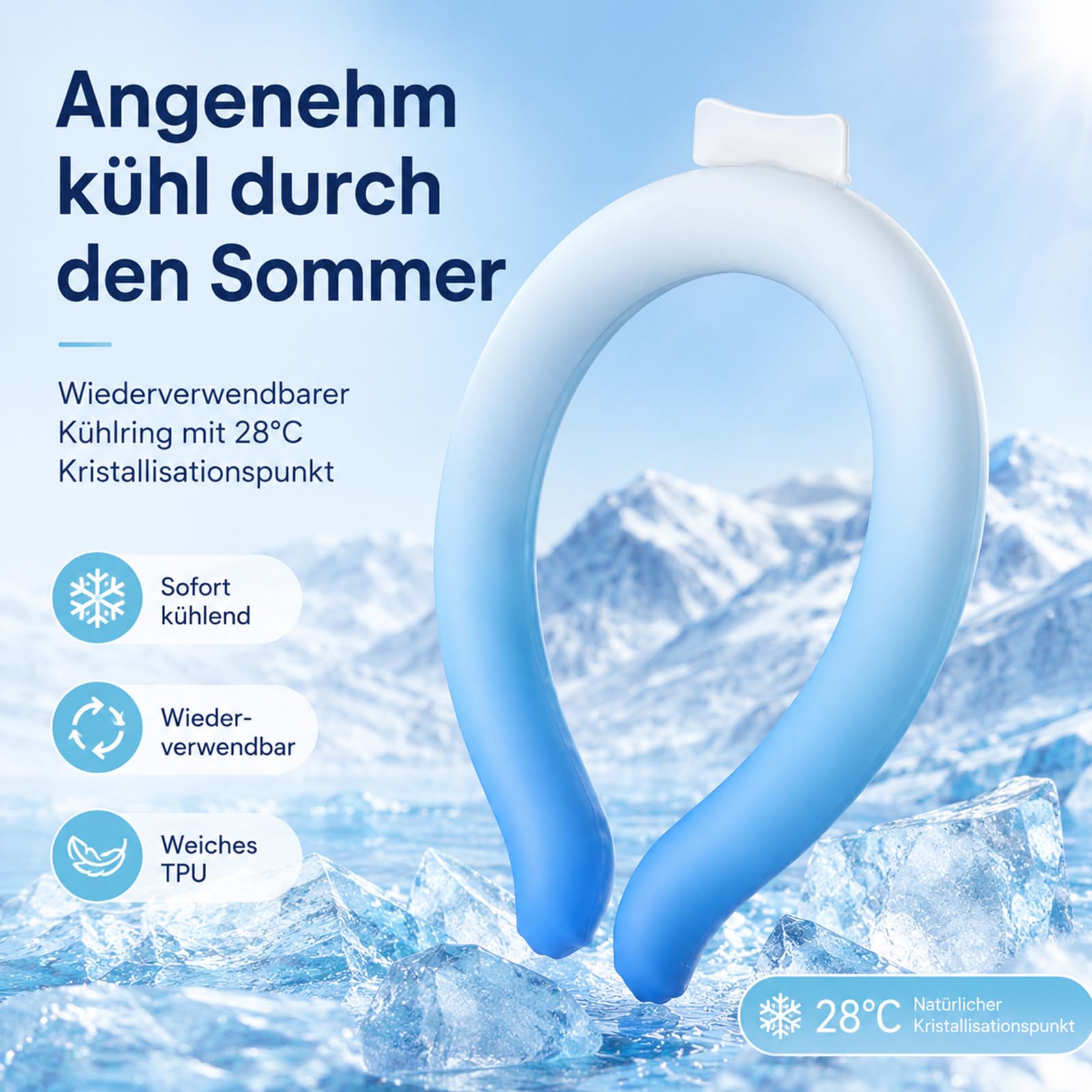 Nacken Kühlung mit PCM-Technologie 26°C für den Nacken (Blau)