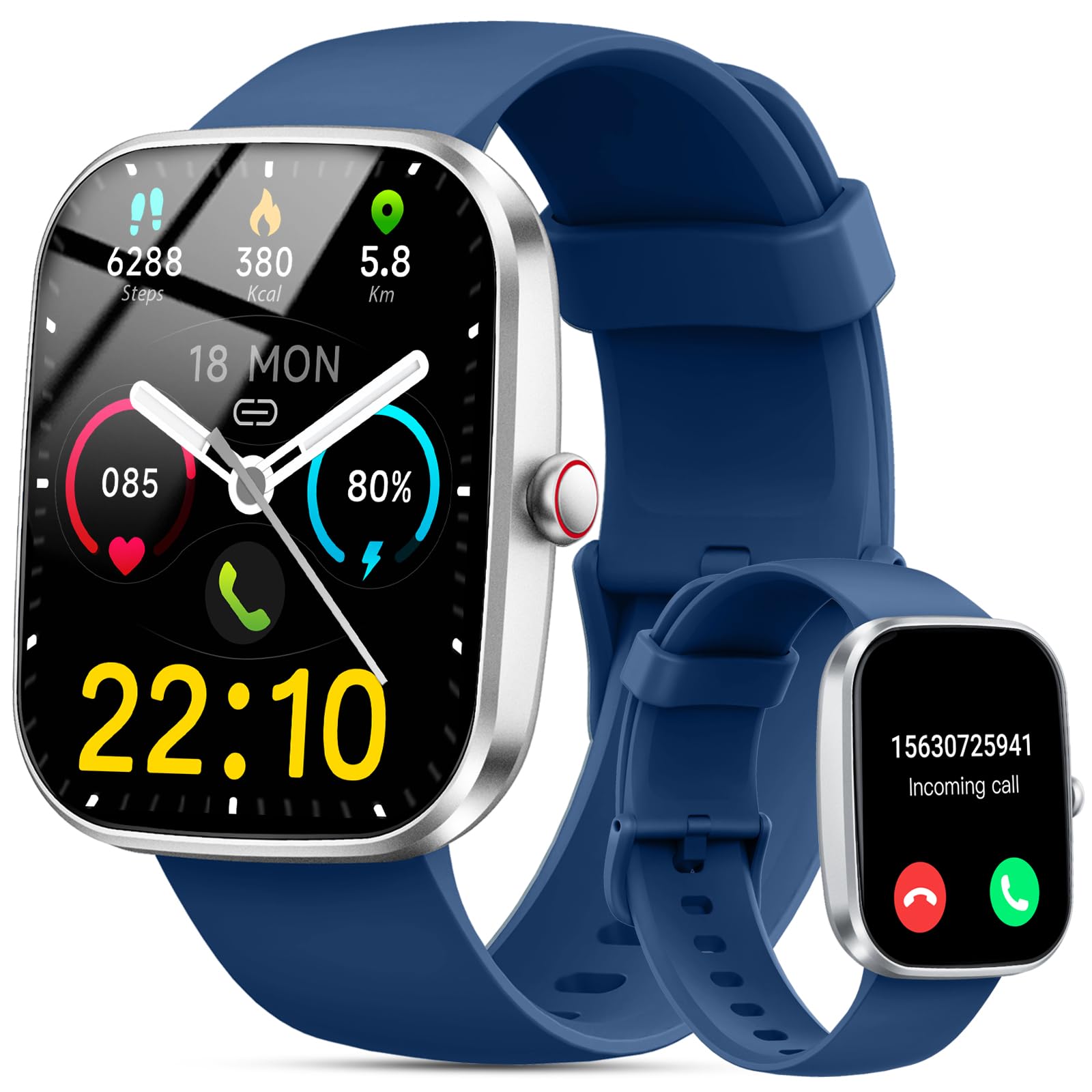 Reloj Inteligente Hombre Mujer, 1.96" Smartwatch con Llamadas Bluetooth y Whatsapp Notificación, Pulsómetro, IP68 Pulse…