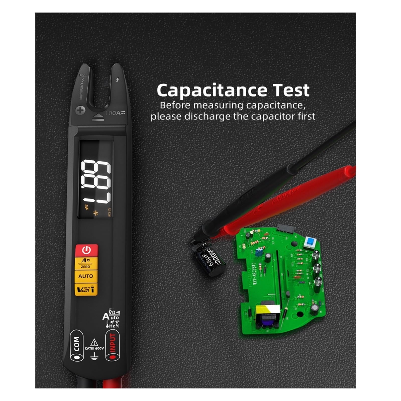 Pinza amperimétrica digital, Multímetro De Abrazadera Digital U1 U0, Recargable, 6000, Voltaje Corriente Automático, Sin Contacto, Hz, Temperatura, Electrónico(U1 kit)