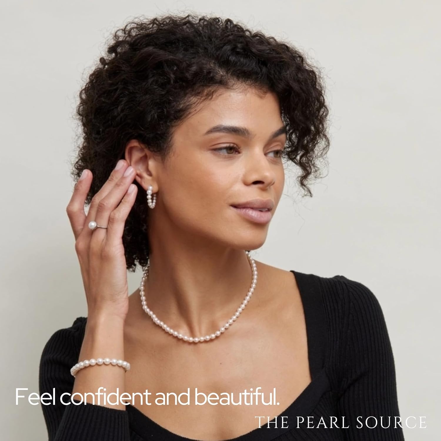 The Pearl Source 14K Gold 4-9mm AAA Quality Graduated Round White Freshwater Cultured Pearl Necklace for Women