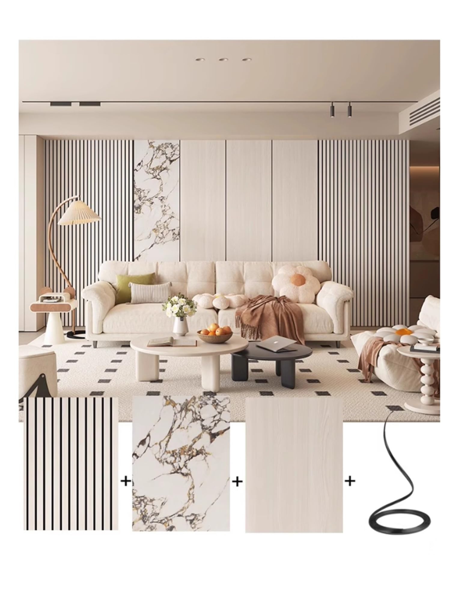 Revêtement mural en mousse PVC pour dosseret avec lignes brillantes couverture 5 m²