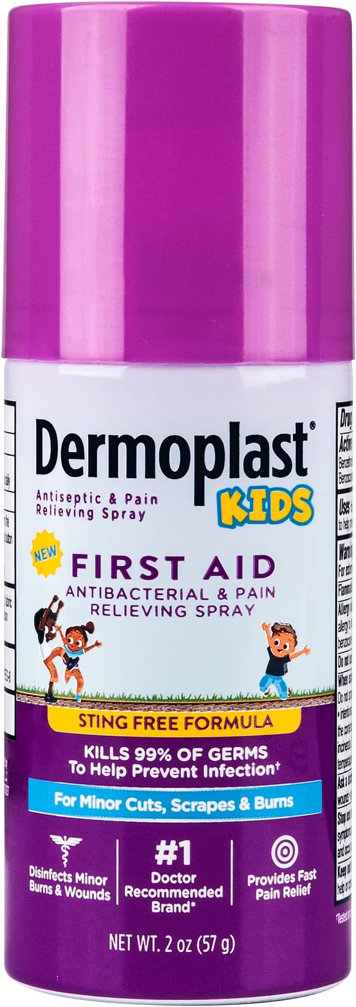 Kids Sting-Free First Aid Spray, Antiseptic Spray for Wounds & Analgesic for Minor Cuts, Scrapes and Burns, 2 Ounce