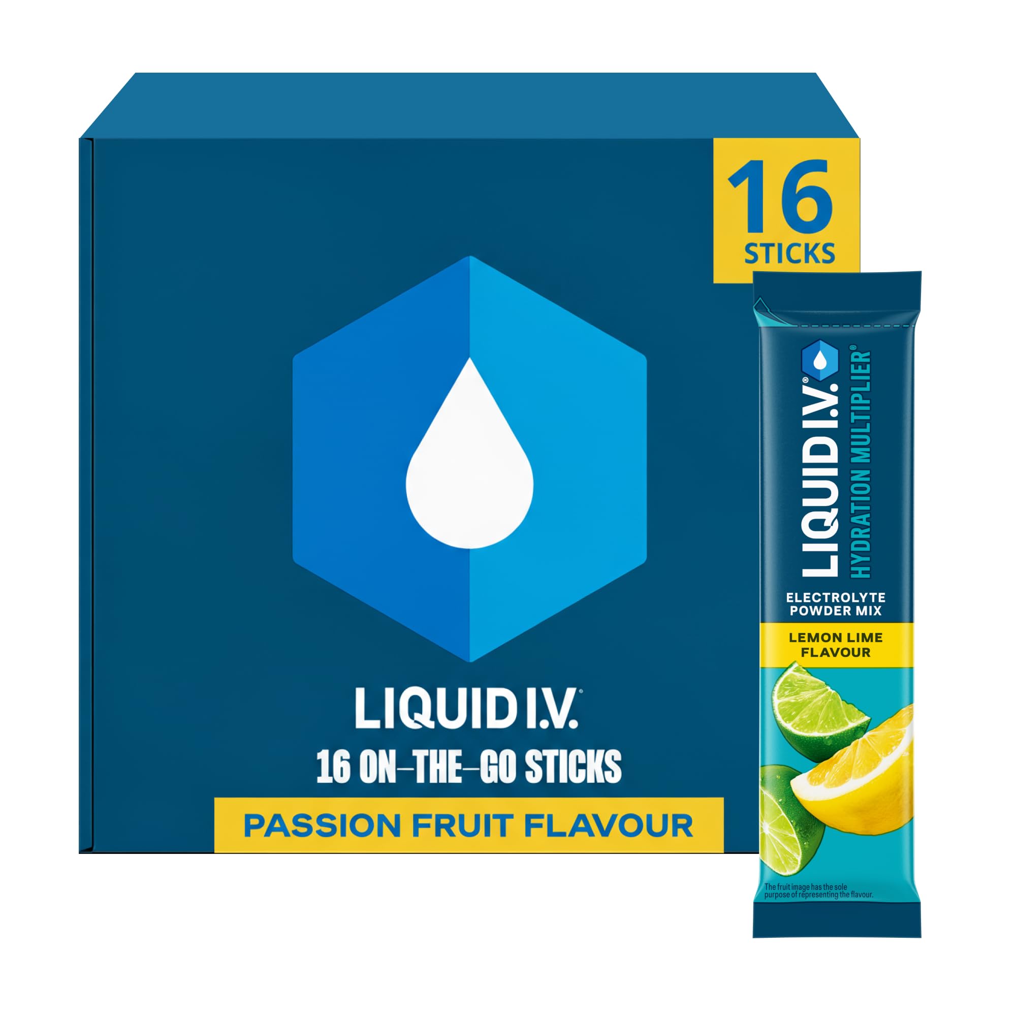 Liquid I.V. Electrolyte Sachets | Lemon Lime | Hydration Electrolyte Powder Mix | 1 Pack (16 Sticks) | 7 Vitamins and Minerals | Vegan