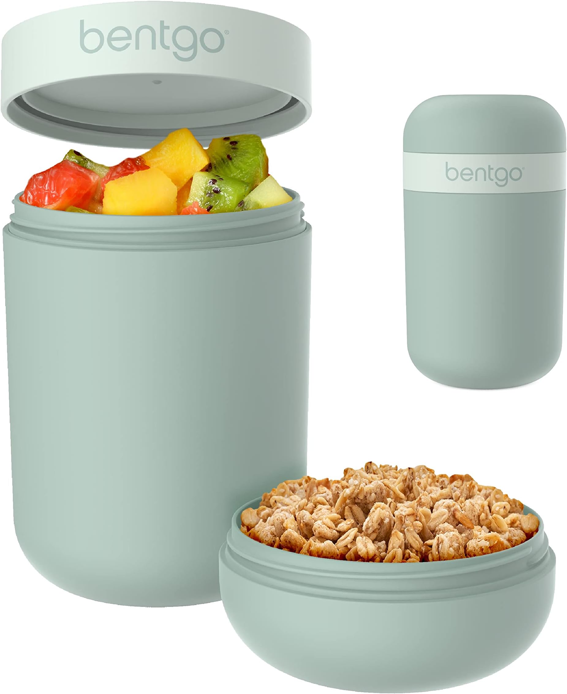 Snack Cup - Reusable Snack Container with Leak-Proof Design, Toppings Compartment, and Dual-Sealing Lid, Portable & Lightweight for Work, Travel, Gym - Dishwasher Safe (Mint Green)