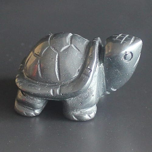 Miniatura 2 de Estatua de tortuga de hematita de cristal tallada a mano de 1.6 pulgadas, estatua de animal, escritorio de oficina, decoración del hogar