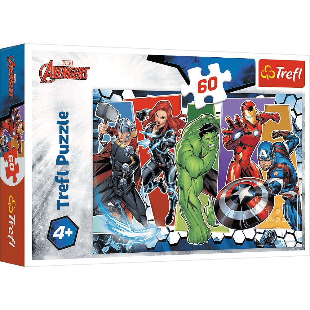 Trefl Marvel Avengers 60 Piece Jigsaw Puzzles For Kids - Superhero Puzzle For Children Easy Hold - For Ages 4+