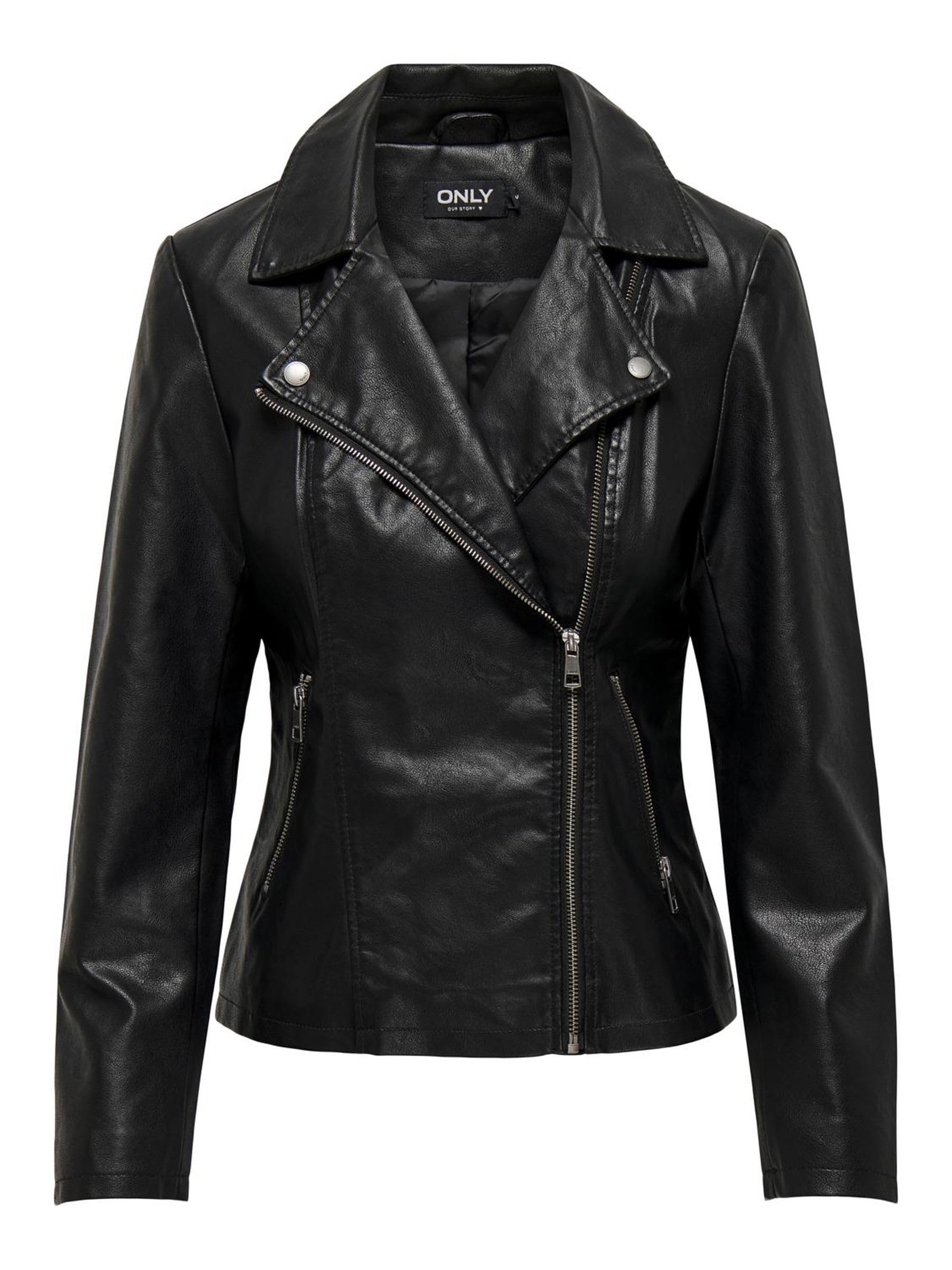 ONLY Lederimitatjacke – Bikerjacke mit asymmetrischem Reißverschluss