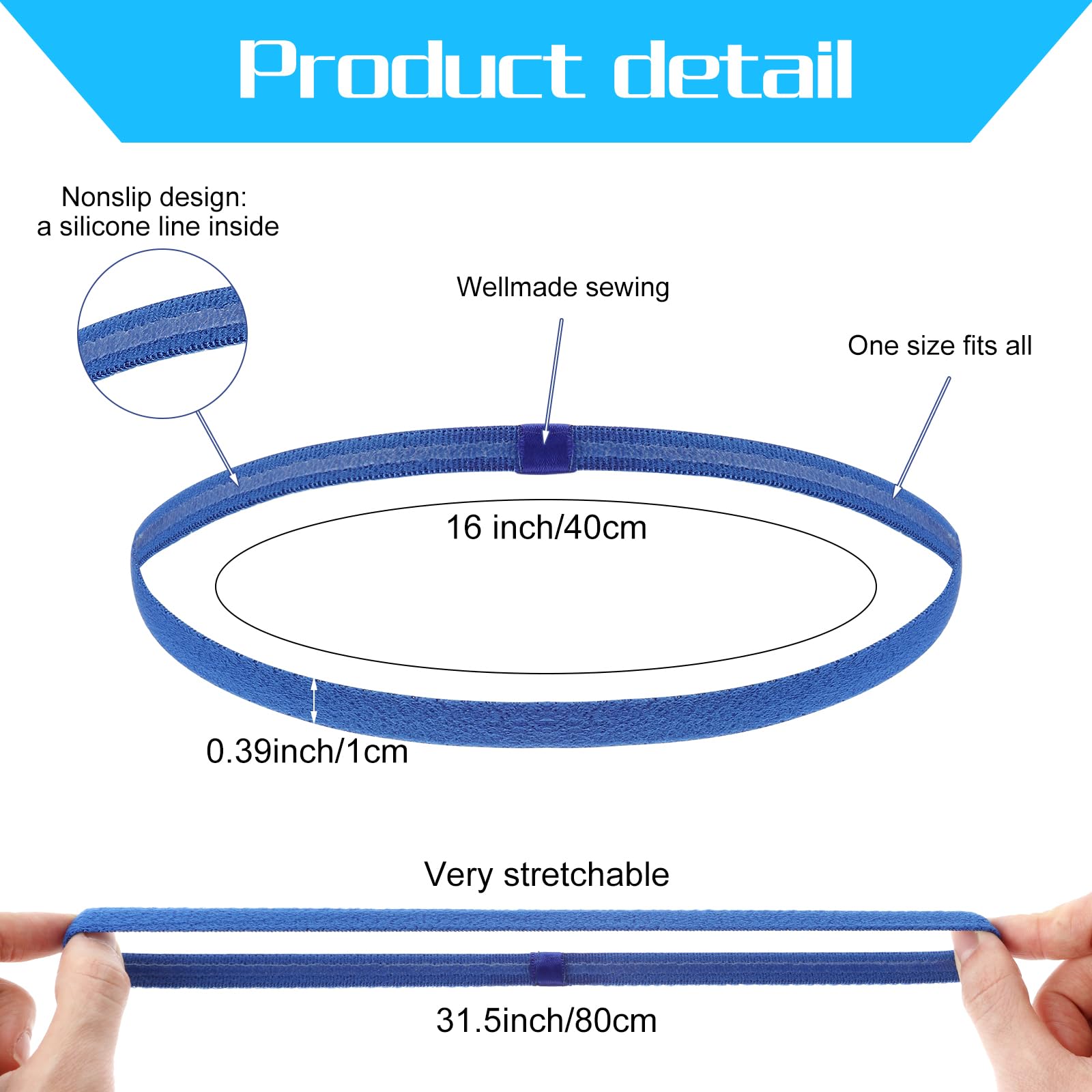 Gjinxi Head Bands 9 Pcs Thin Elastic Headbands Non Slip Headbands for Women Stretchy Headband Kerchief Hair Ties Skinny Hair Bands for Men Multicolor Tight Sports Headband for Football Running - Image 2