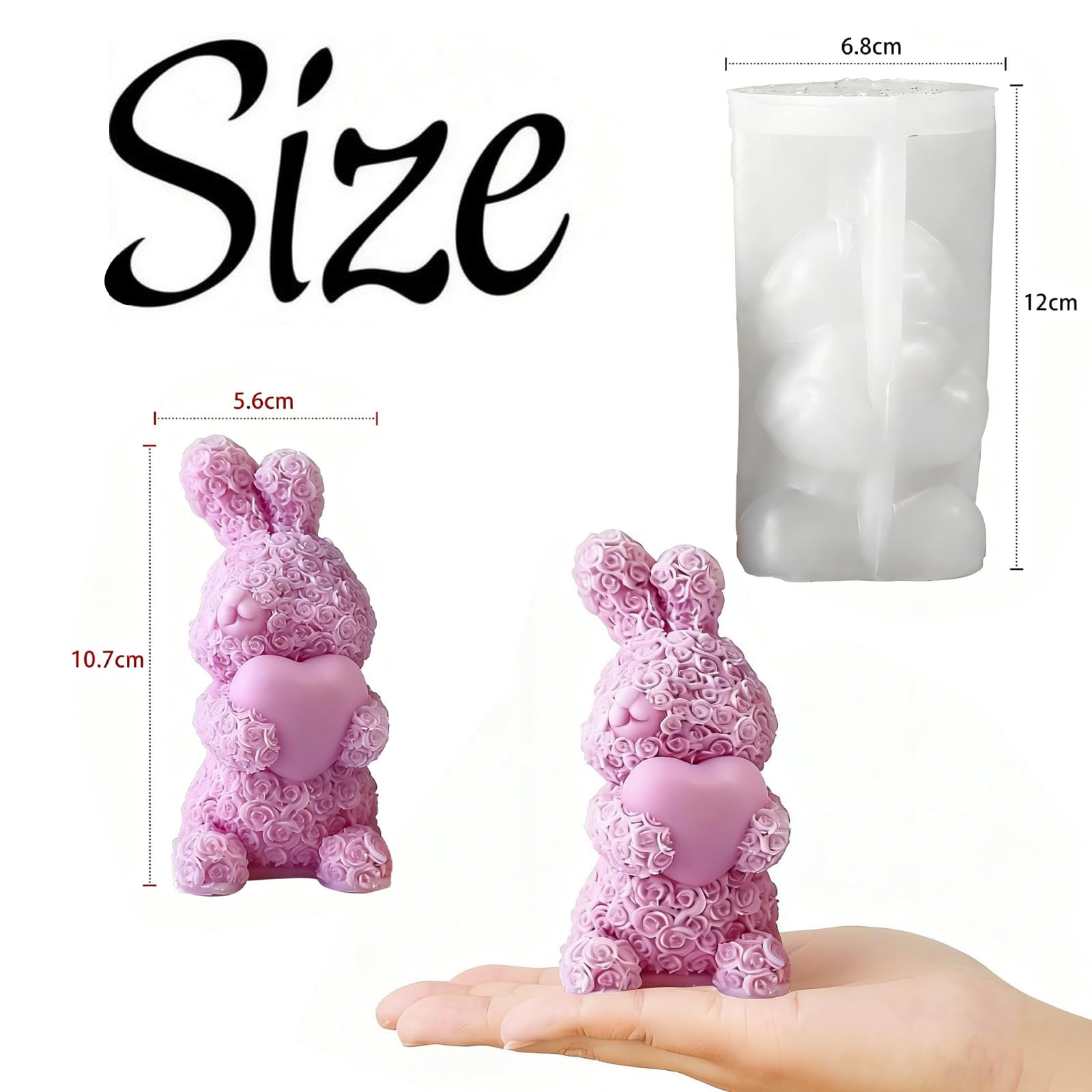 Stampo In Silicone Per Coniglio LGZIN, Stazione Di Propagazione Con 3 Provette, Per Piante E Candele, 15,3x12,5 Cm, Colore Rosa