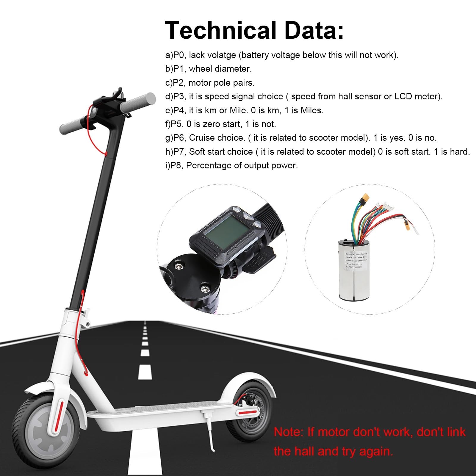Centralina Monopattino Elettrico Accessori for Controller Scooter 24V/36V Set acceleratore Freno Controller Scooter Controllore del Motore(24V)