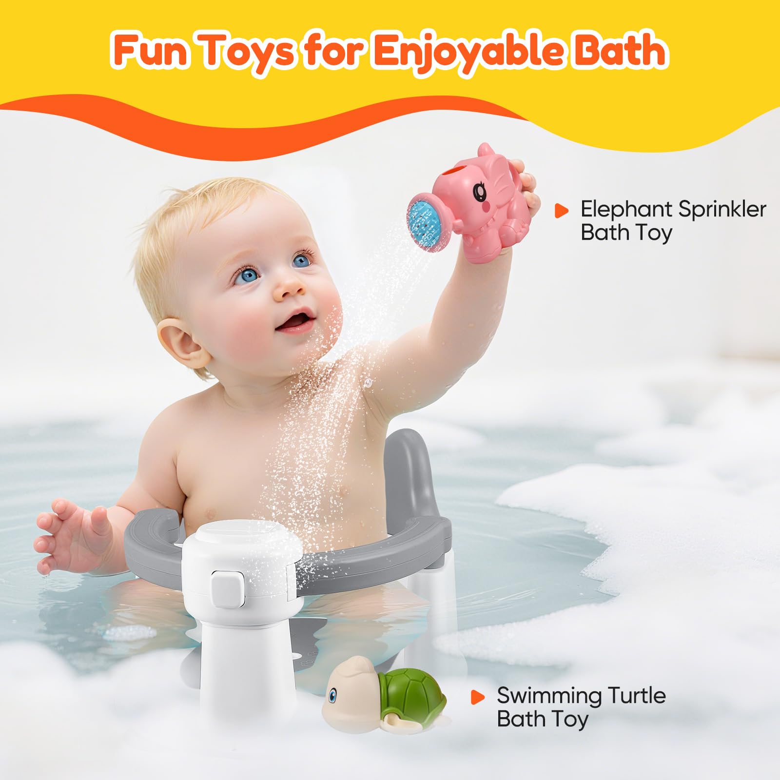 Seggiolino da Bagno Per Bambini,Seggiolino Antiscivolo Con 4 Potenti Ventose,Seggiolino per Vasca da Bagno per Bagnetto da 6 Mesi