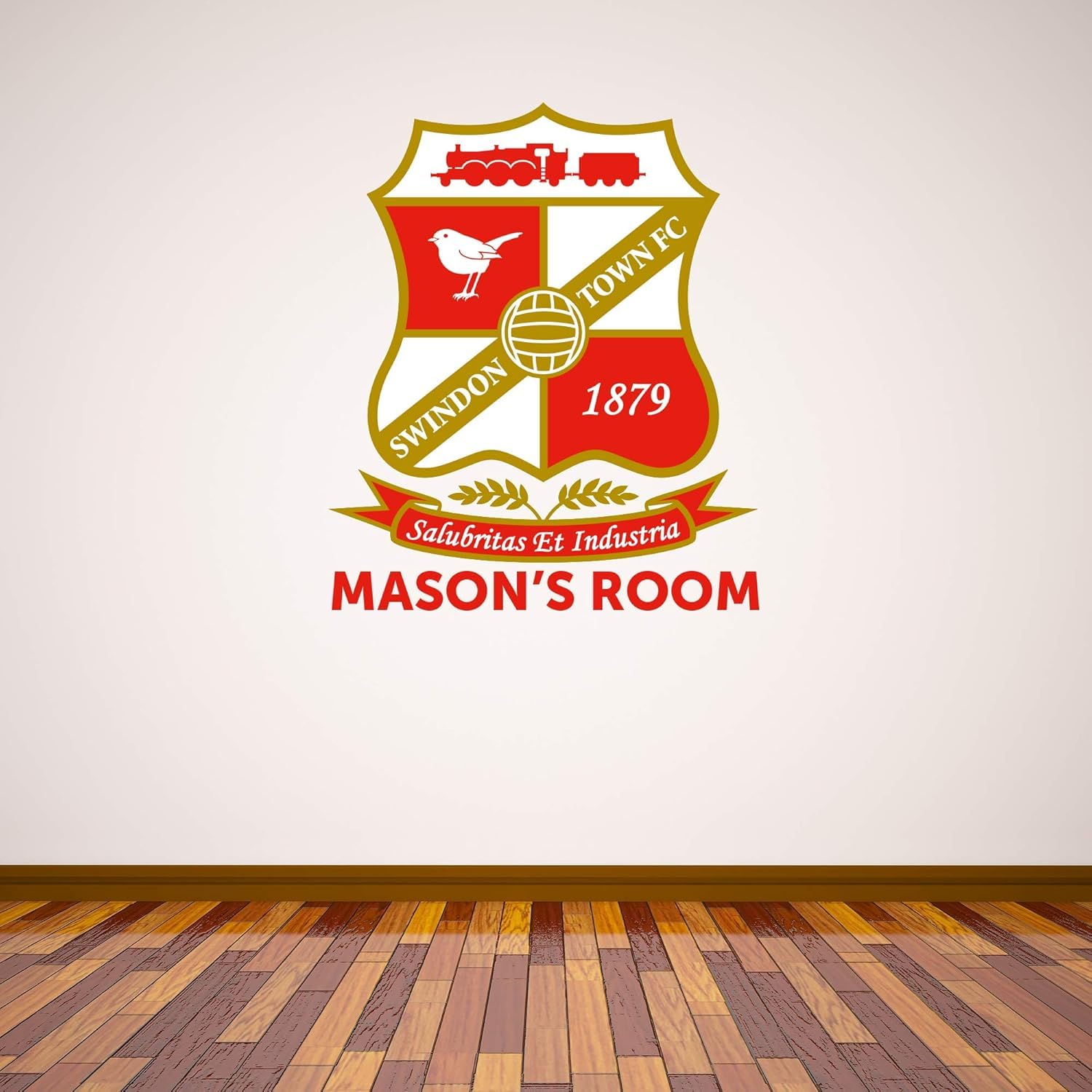 Beautiful Game Swindon Town Fc Crest And Personalised Name Wall Sticker (60Cm Height X 50Cm Width)