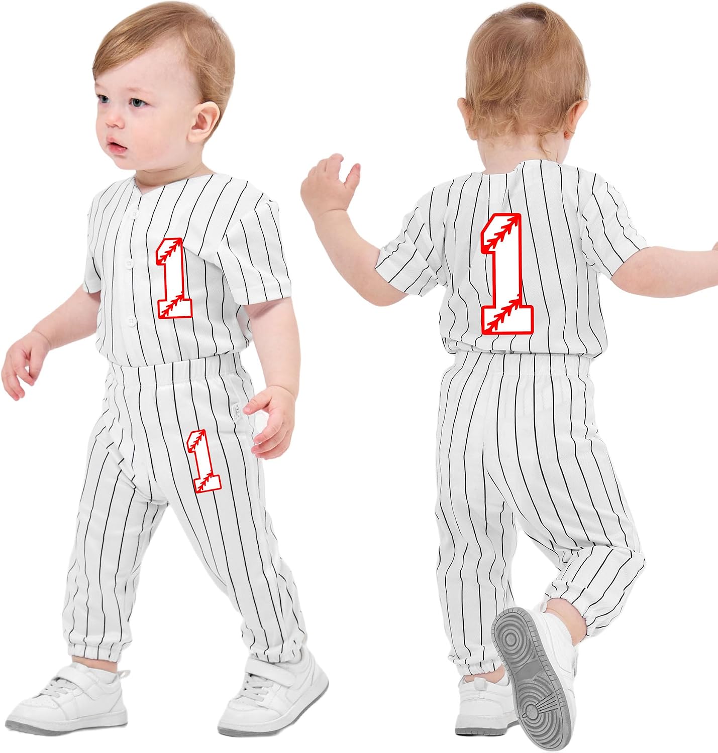 Toddler Boys Birthday Outfit Baseball Jersey and Pants 2pcs 1-6 Years Old Stripe Softball Shirt Summer Clothes