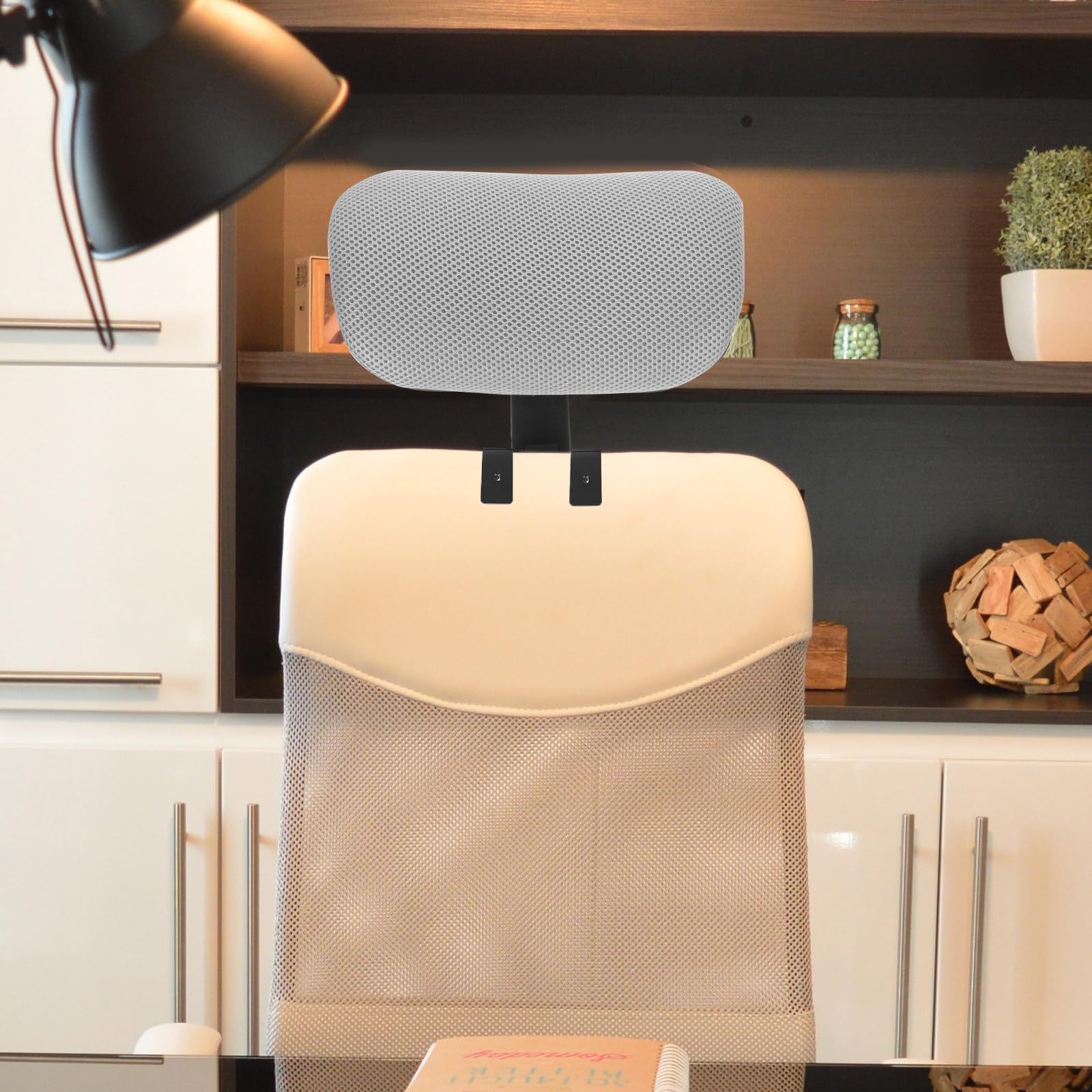 Reposacabezas Aadjustable para Silla de Oficina Cojín ómico para Cabeza y Cuello Accesorio Elevador Gris Plateado M Soporte Cervical para Escritorio en Casa