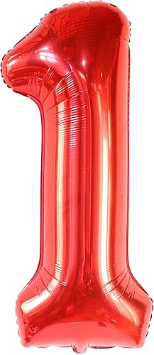 Miniatura 2 de Globo rojo para el primer cumpleaños, grande, 40 pulgadas con globo negro 1 para primer cumpleaños, 40 pulgadas, decoraciones de primer cumpleaños
