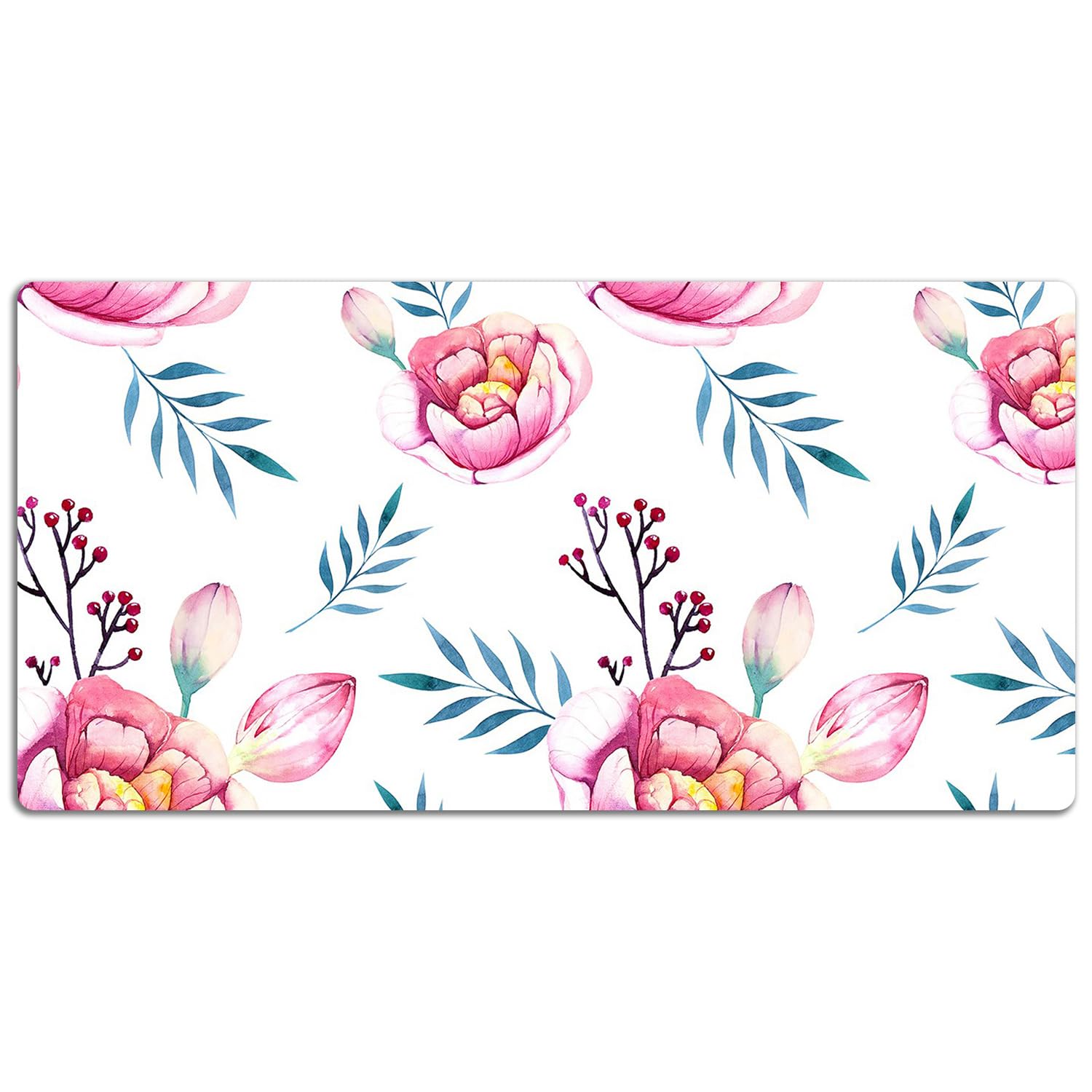 Sottomano da Scrivania 120x60 cm in Vinile PVC Protezione e Decorazione Facile da Pulire Superficie Protettiva per Ufficio e Casa Antiscivolo Impermeabile - Fiori