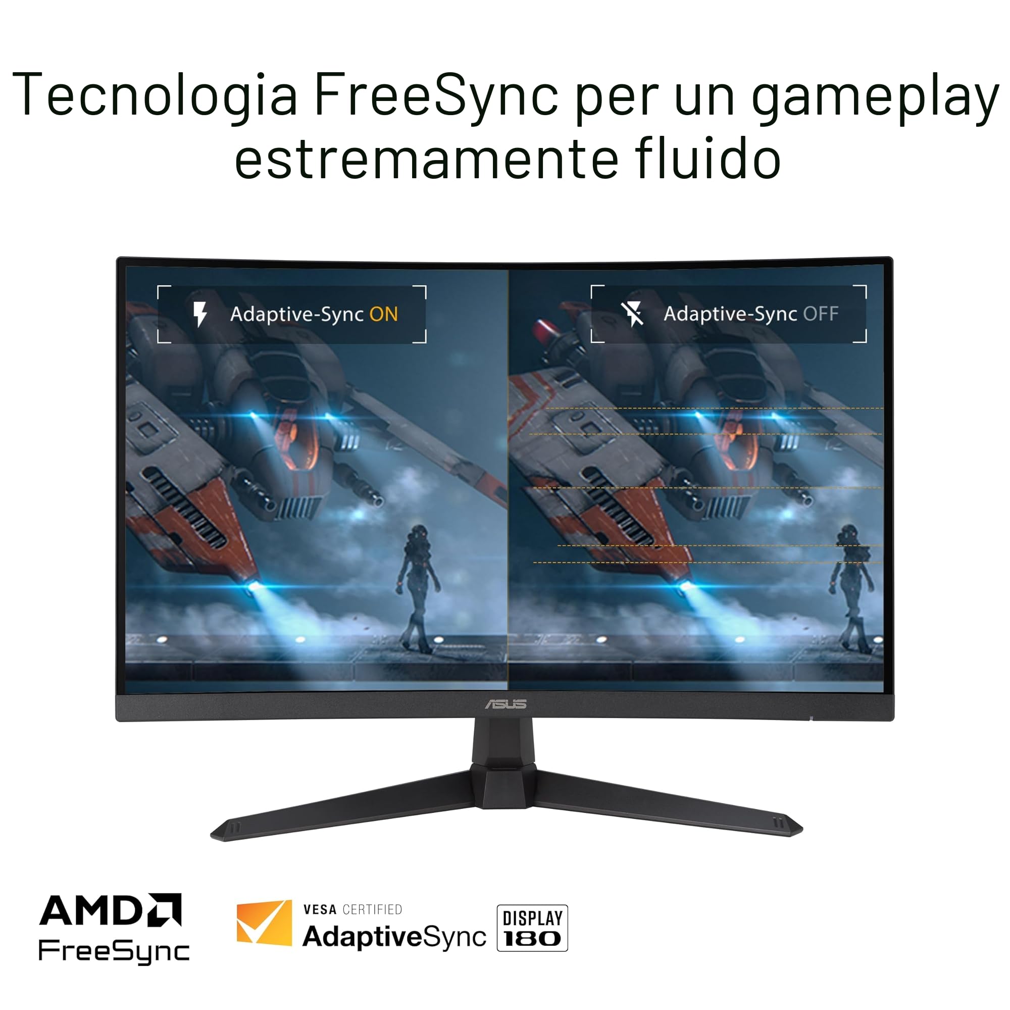 ASUS TUF GAMING VG27VQ3B, Monitor Gaming Curvo da 27” FHD, Nero | 180Hz ELMB SYNC, FreeSync, Tempo di Risposta 1ms, 90% DCI-P3, DisplayWidget Center
