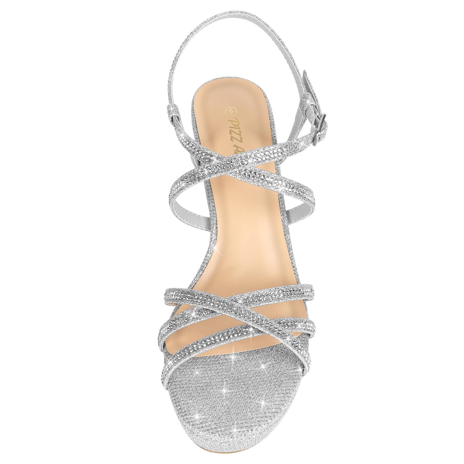 PIZZ ANNU Stellora Sandali Platform Donna Estate Eleganti Comodi con Tacco e Cinturino alla Caviglia Modello Brillante per Festa e Matrimonio