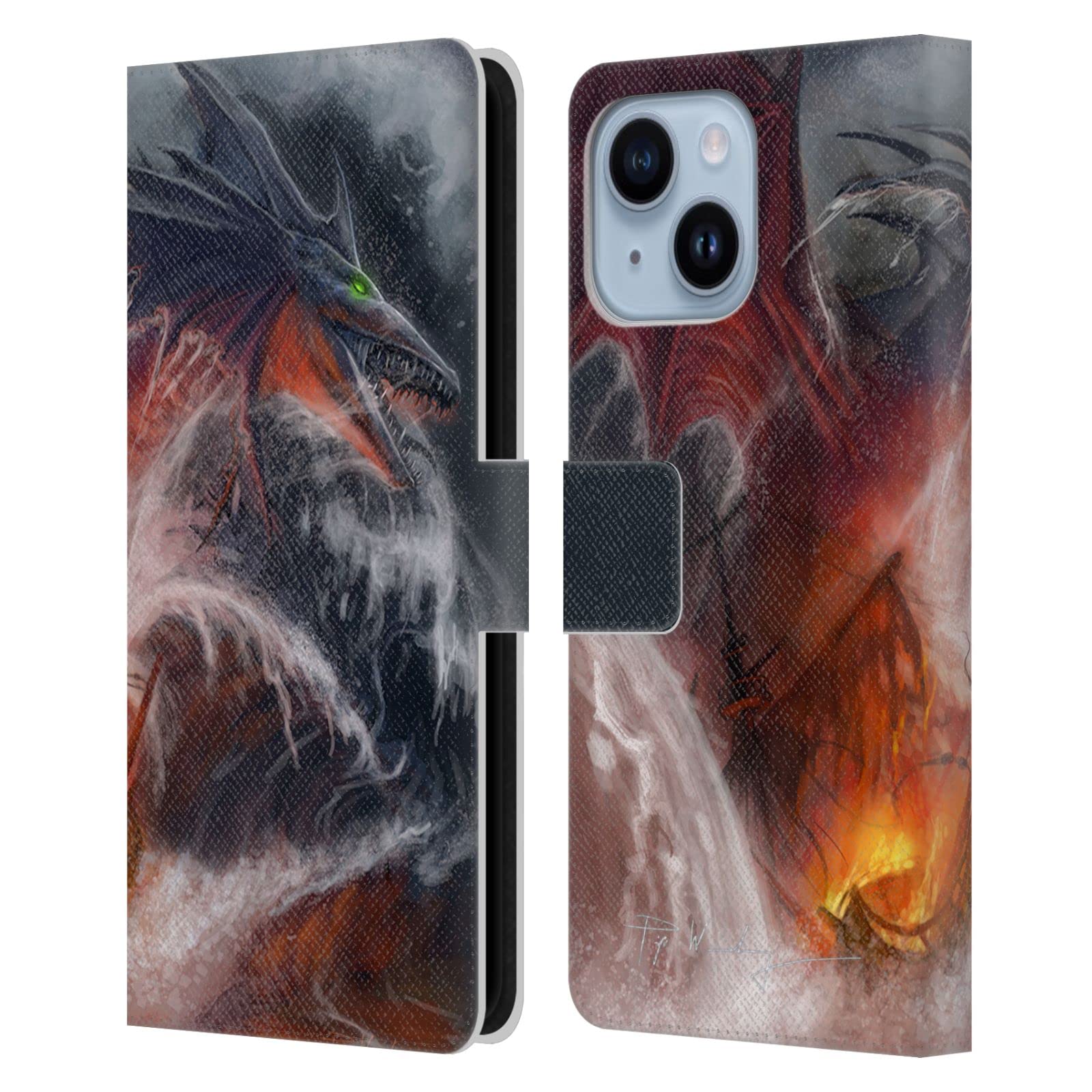 Dragons de la mer étui en cuir premium texturé pour iPhone 14 Plus