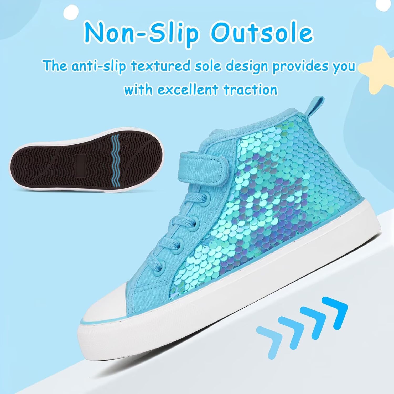 Toddler Girls Sparkle Canvas Shoes High Top Sneakers Little Big Kids Boys Walking Cushioned Shoes Toddler 8-Big Kid 3 - Image 4