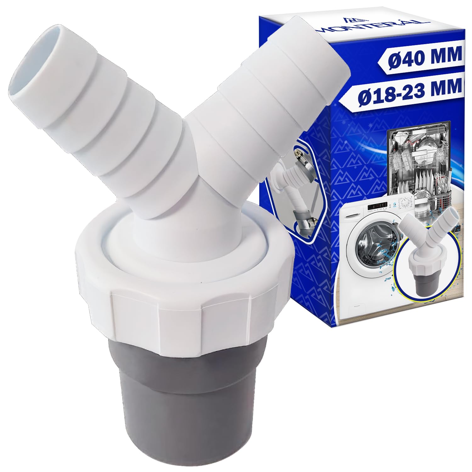 Adaptateur D'évacuation Pour Lave-linge/lave-vaisselle - Entrée 19-24 Mm, Sortie 40 Mm - Avec Collier De Serrage