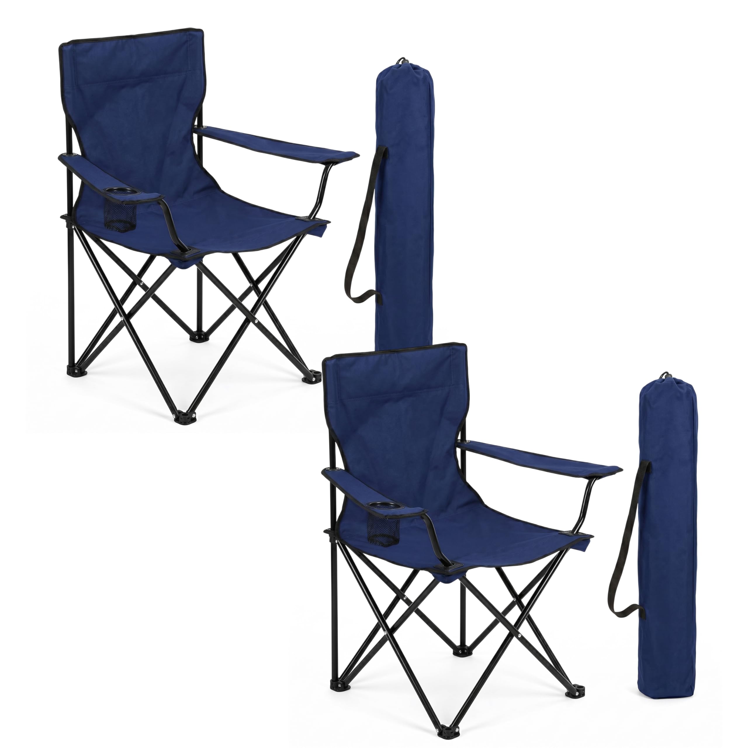 FINE GARDEN Camping Chair With Cary Bag, Lightweight Folding Camping Chair with Cup Holder, Comfortable Design Chairs with Armrests For Outdoor, Professional Travel & Garden Seating (2, Blue) — image 1