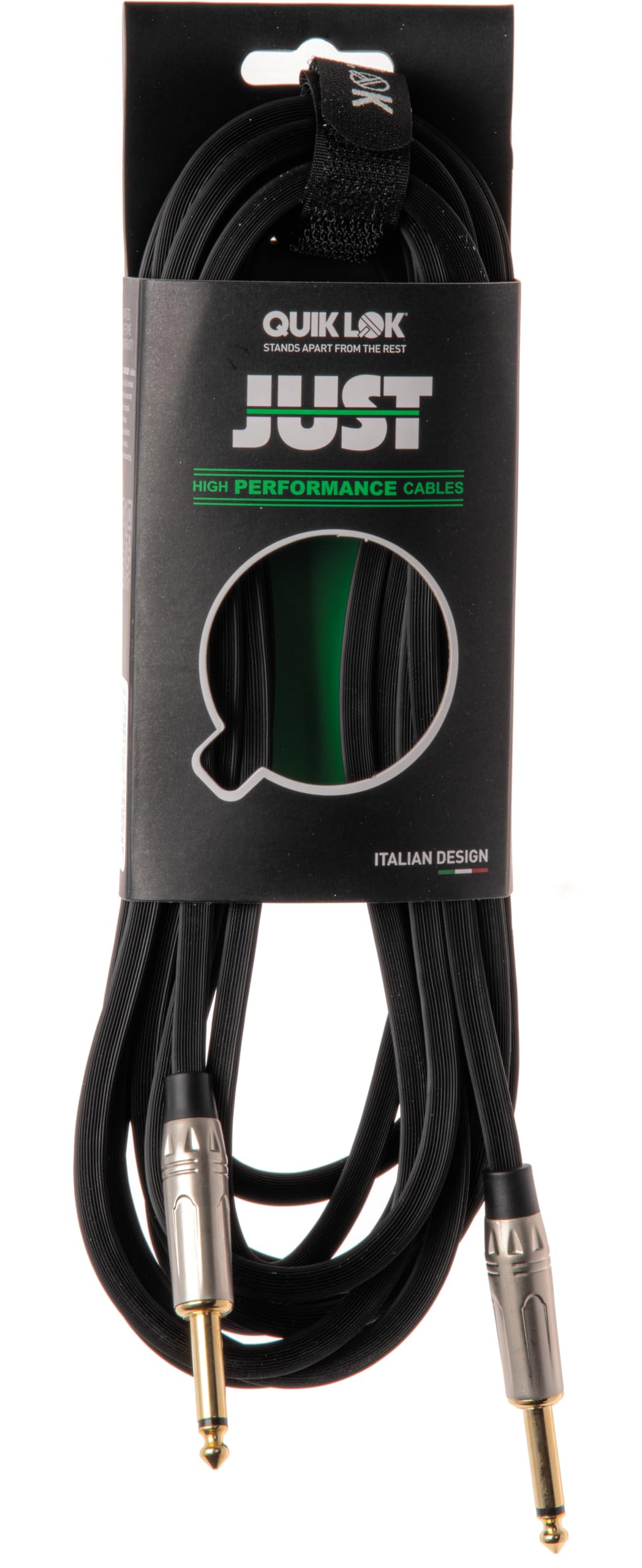 QUIK LOK - JUST/JJ-3 SL, Cable for Musical Instruments JUST, Mono Jack/Mono Jack, SL Silver Connectors, Length 3 m, Black