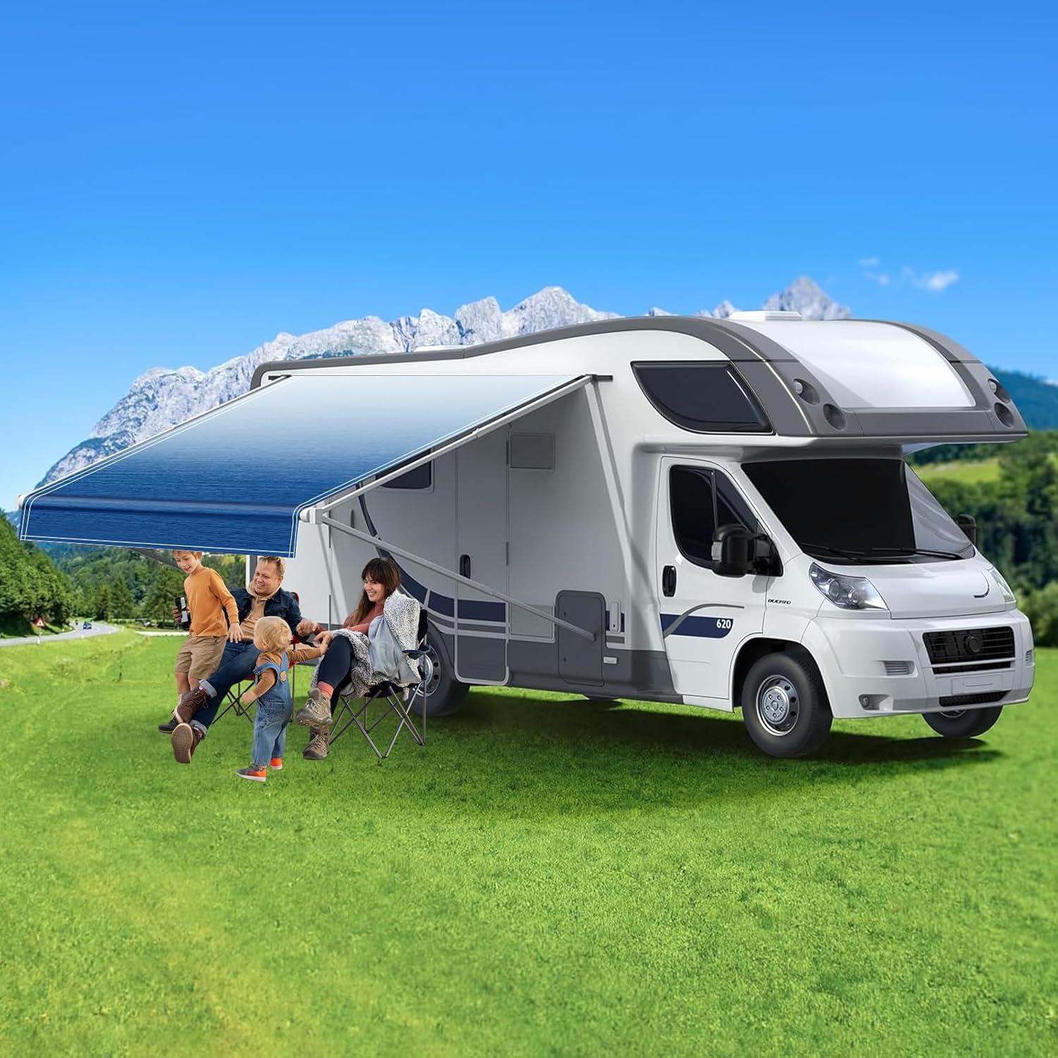 Upgraded RV Awning Fabric Replacement,Heavy Duty 18.5oz Vinyl Camper Awning Replacement-Universal Outdoor Canopy for Camper, Trailer and Motorhome
