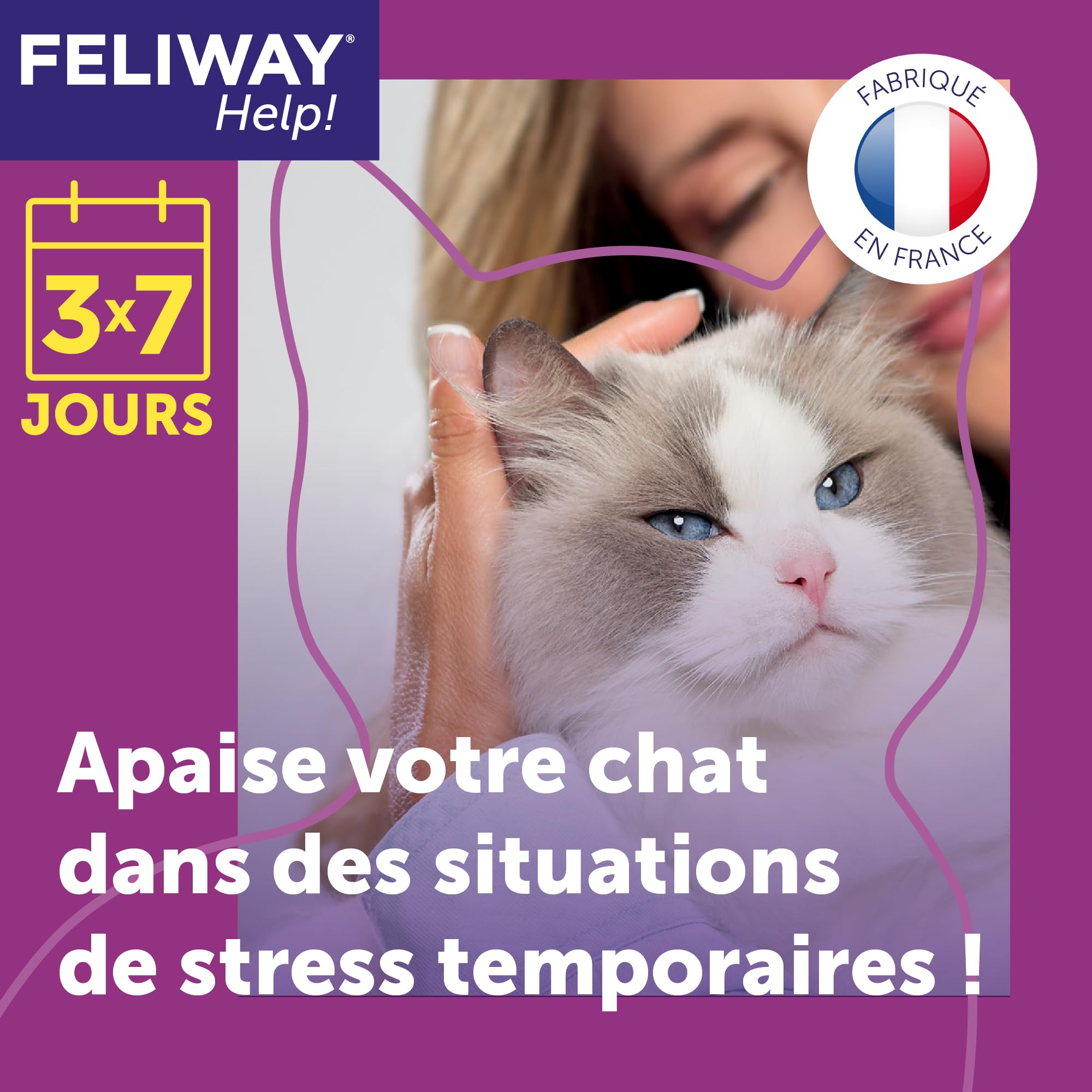 FELIWAY Help! - Anti-Stress pour Chat - Pack économique 3 Cartouches (3x7 Jours)