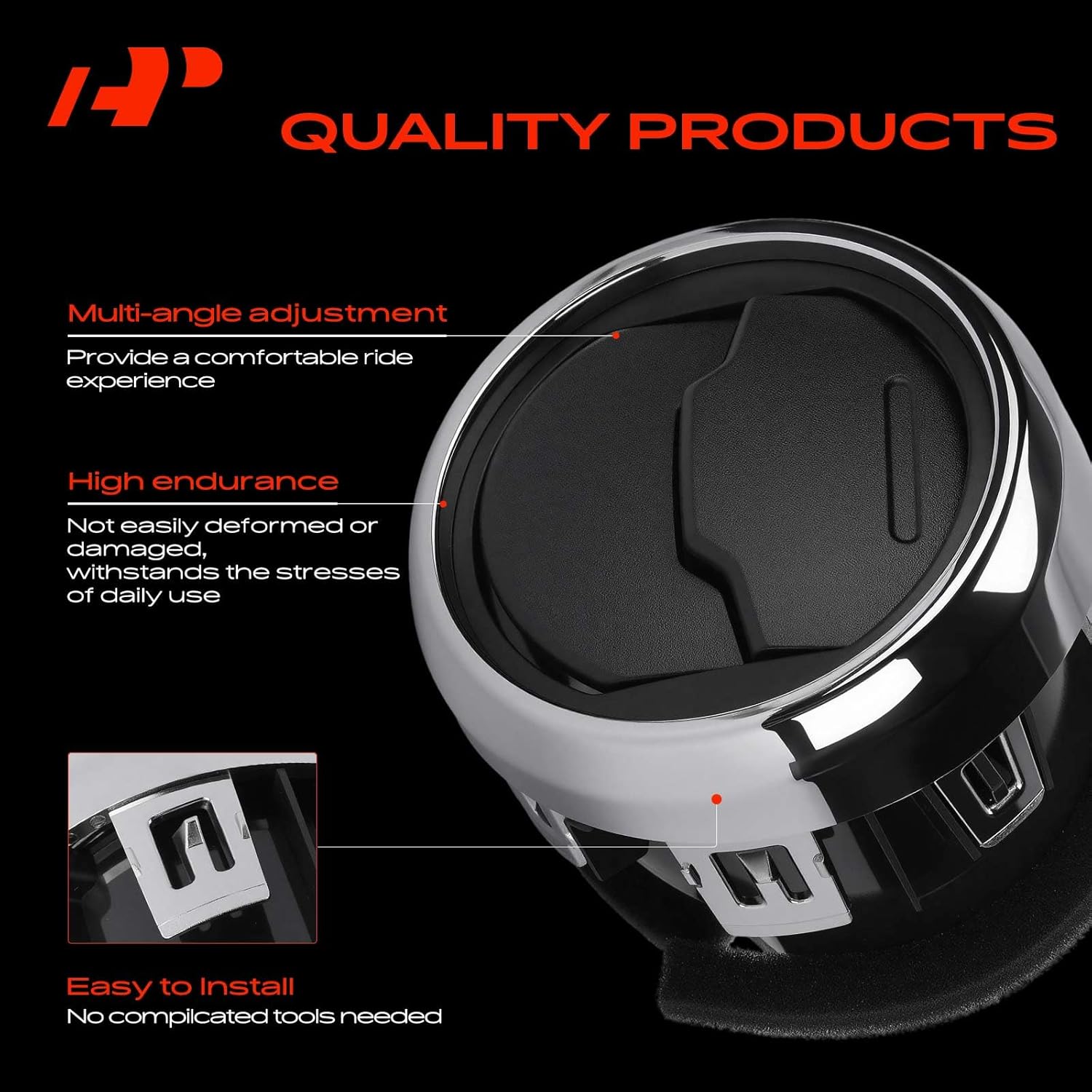 A-Premium 3PCS Dashboard AC Heat Air Vent Duct Compatible with Ford Mustang 2015-2022, Front Center, Black, Chrome