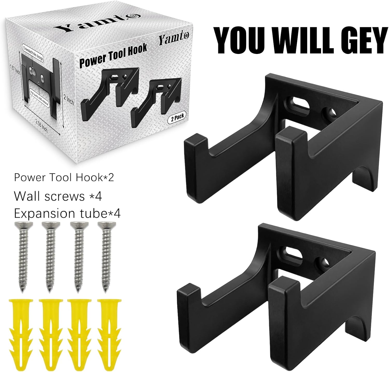 2pcs Power Tool Organizer,Heavy Duty Pegboard Wall Organizer,Stainless Steel, Electric Drill Storage Rack,Perfect for Storage Garages, Homes, Sheds, Workshops, Backyard Shops, etc
