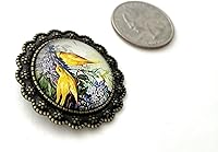 Vista 6 de Pin lila y canario - Broche de inspiración vintage - Hecho a mano